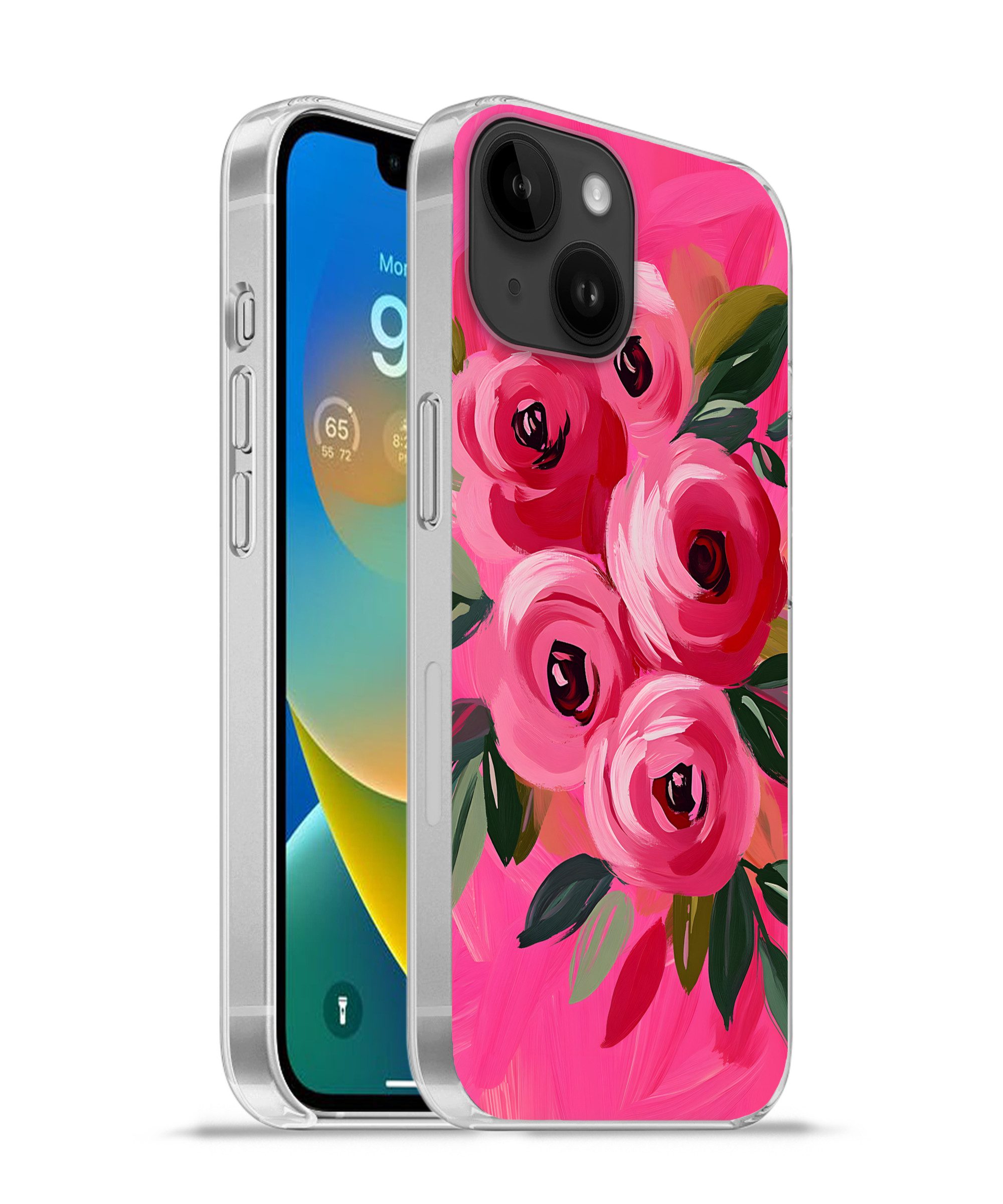 MuchoWow Handyhülle für Apple iPhone 14 Blumen - Farbe - Rosa, Smartphone-Bumper, Print, Handy Schutzhülle Dünn