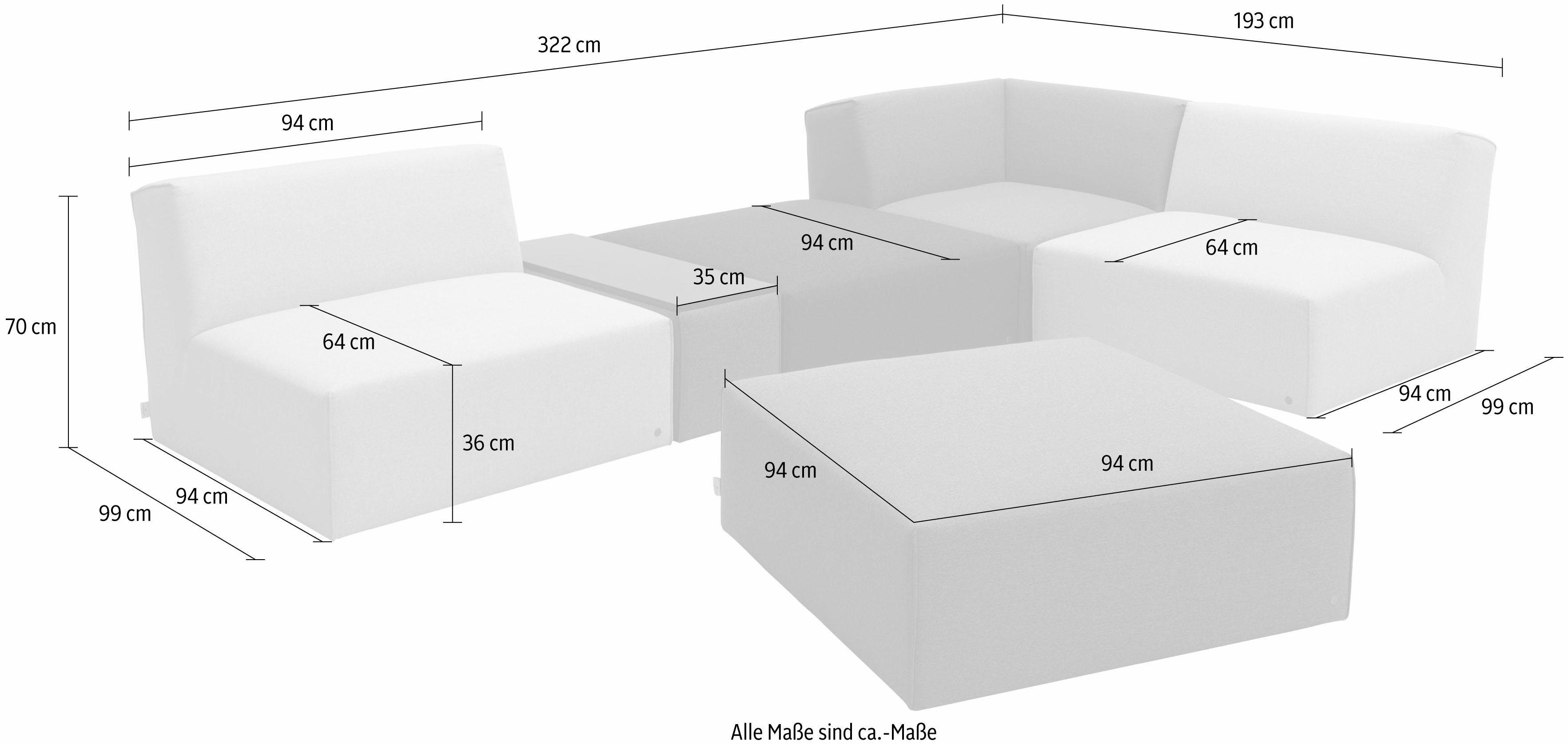 HOME Set, 6 Wohnlandschaft aus bestehend TAILOR TOM in mit Sofaelementen Tischelement, ELEMENTS, Grey shadows,