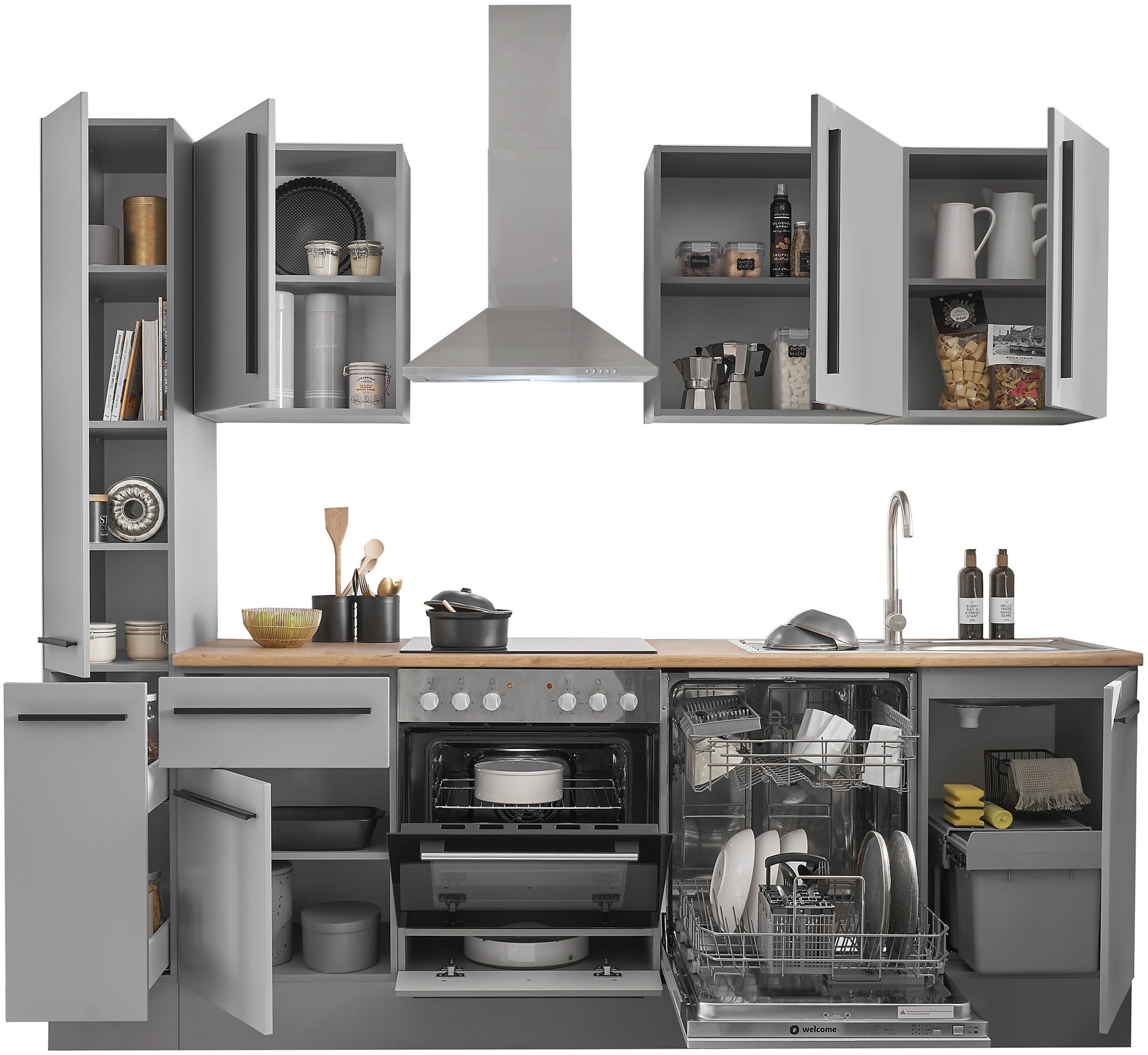 BASIC by Balculina Winkelküche Denver, Küche BxHxT 250 x 211 x 60, Breite 250 cm, wahlweise mit E-Geräten und Induktion