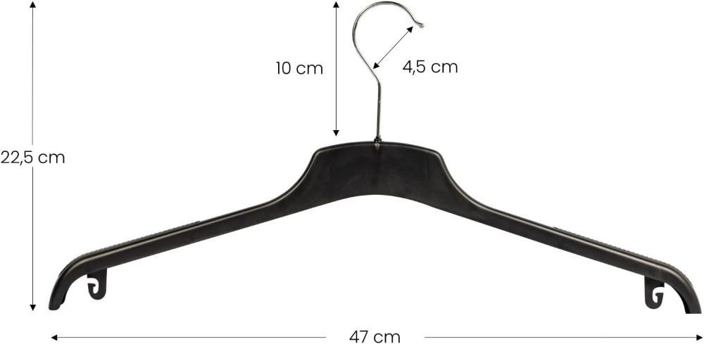 RSR Hangers Kleiderbügel CMG 47 cm Schwarz Anti-Rutsch Jacken Hemden Blusen, (20-tlg) – Bild 3 von 4