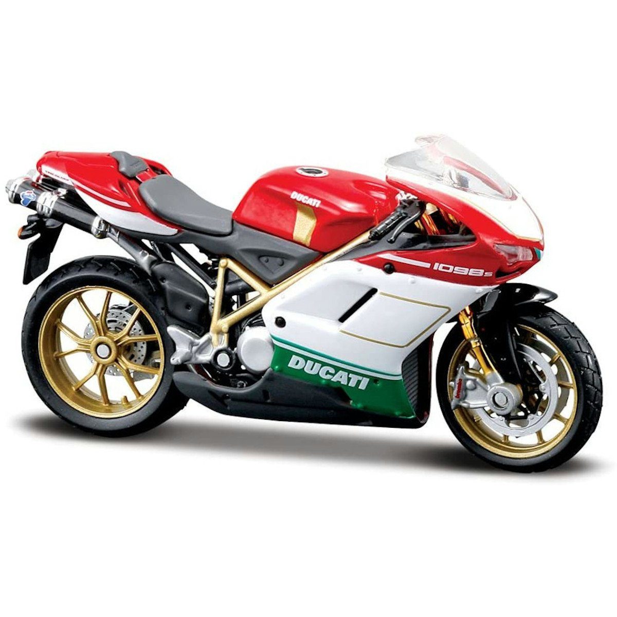 Maisto® Modellmotorrad Modellmotorrad - Ducati 1098 Tricolore (rot-weiß-grün, Maßstab 1:18), Maßstab 1:18, detailliertes Modell