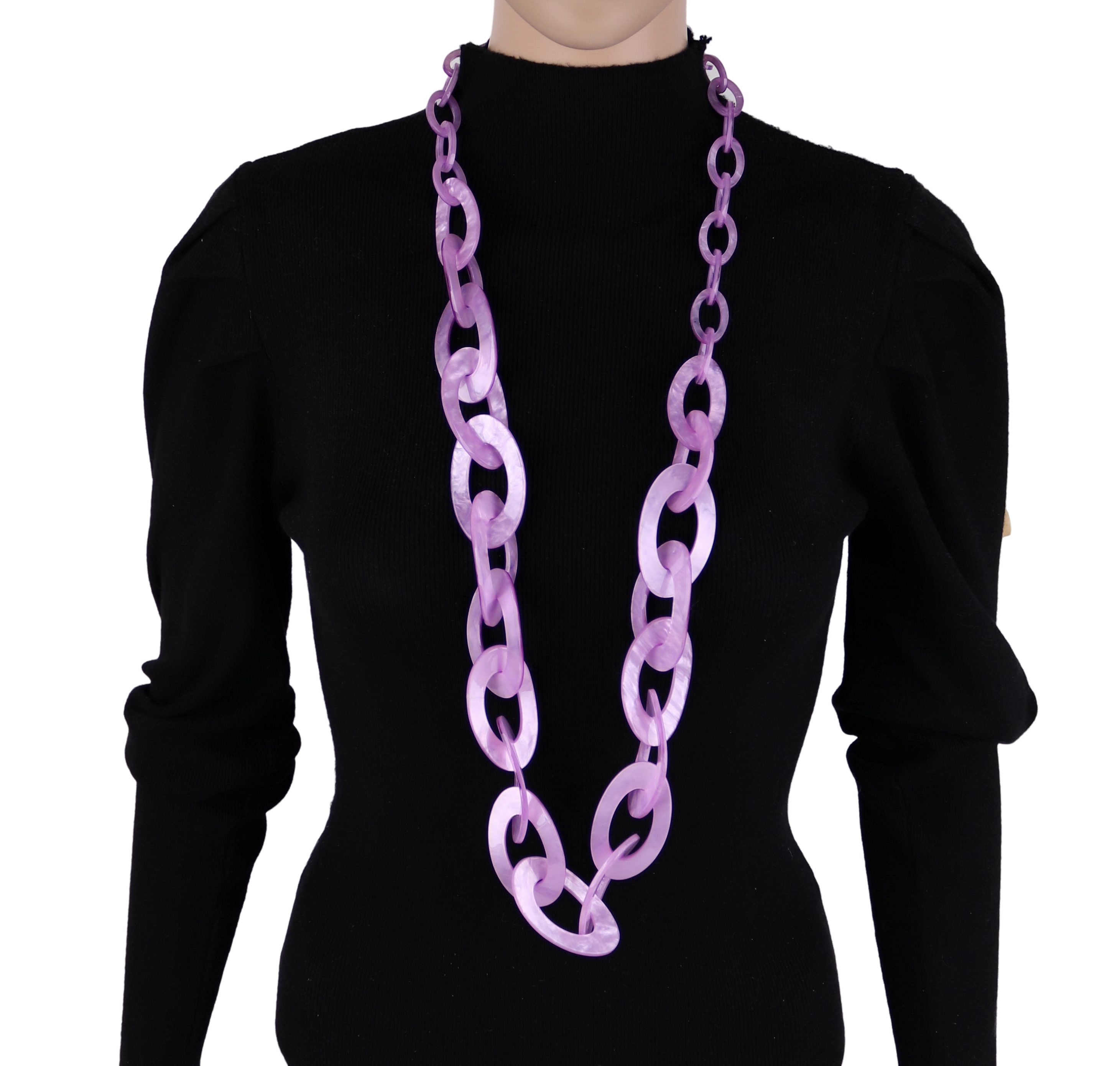 MIRROSI Lange Kette Damen Statement Halskette HARZ ca.95cm lang (perfekt für Pullover, Bluse, Shirt), Bunte Halskette