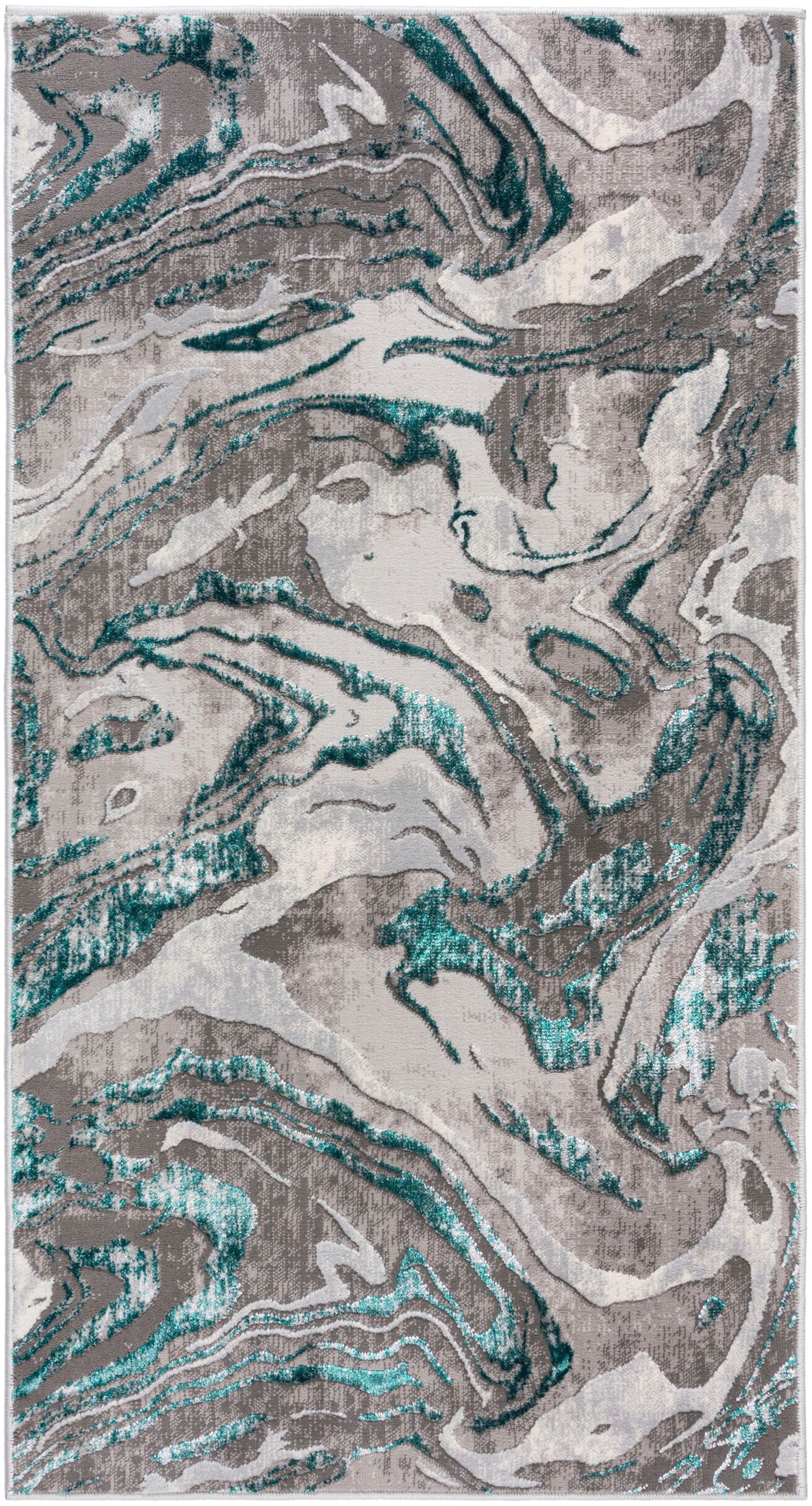 Teppich Marbled, FLAIR RUGS, rechteckig, Höhe: 12 mm, dezenter Glanz, mehrfarbig, modernes Marmor-Design smaragd