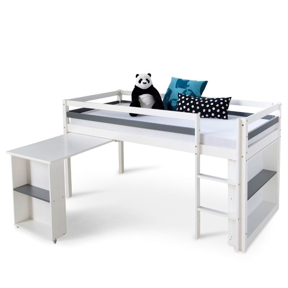 Homestyle4u Hochbett 90x200 in Weiß mit Schreibtisch 1880 günstig online kaufen