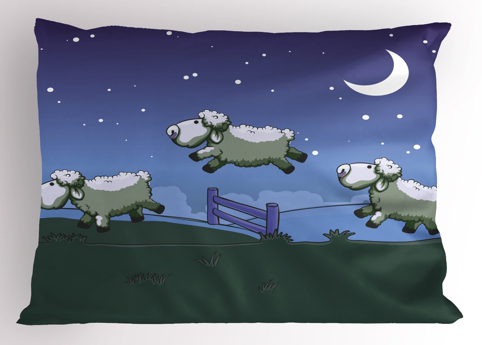 zu Size Karikatur Standard Kissenbezug, Gedruckter Schafe Dekorativer zählen (1 King Stück), Kissenbezüge Sleep Abakuhaus