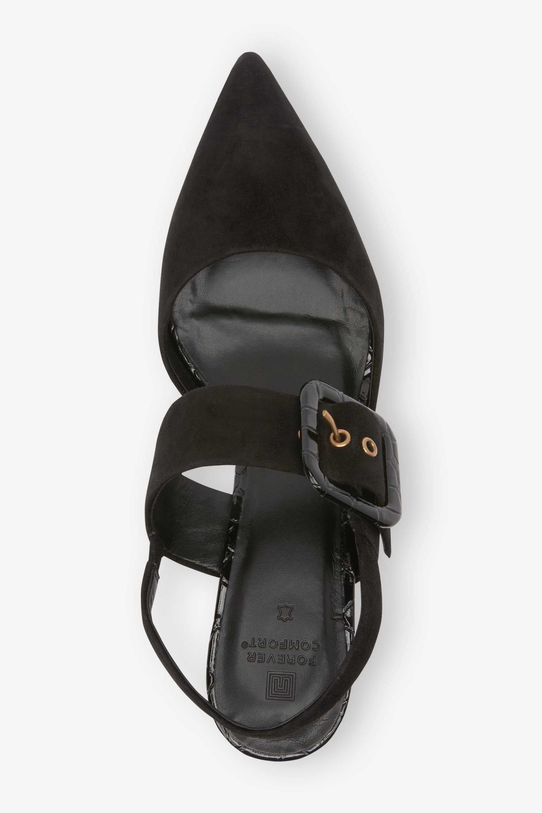 Next Schuh aus (1-tlg) Leder Slingpumps Schnallendetails mit Black