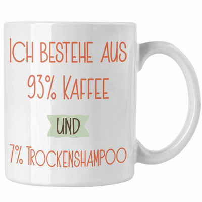 Trendation Tasse 93% Kaffee und 7% Trockenshampoo Tasse Geschenk Lustiger Spruch Für Ko