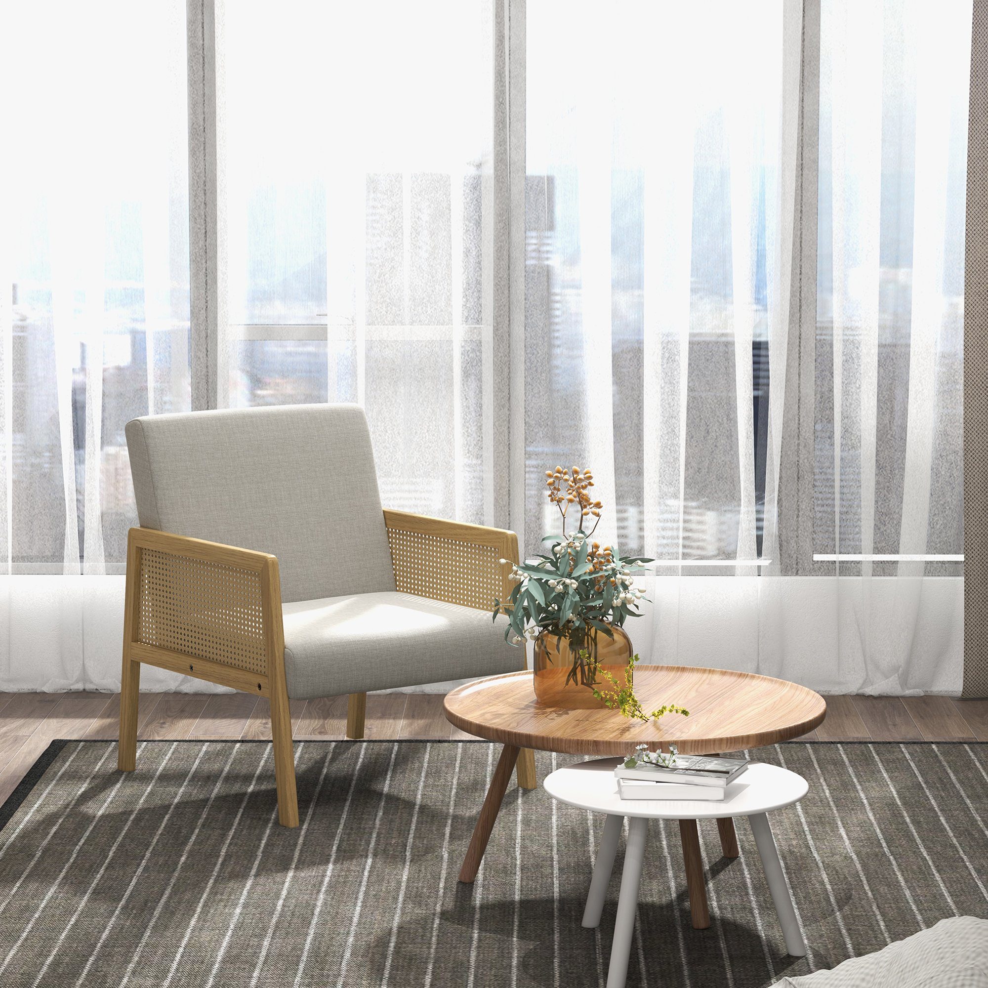 HOMCOM Relaxsessel Gepolsterter Loungesessel mit Armlehne in Rattanoptik (A günstig online kaufen