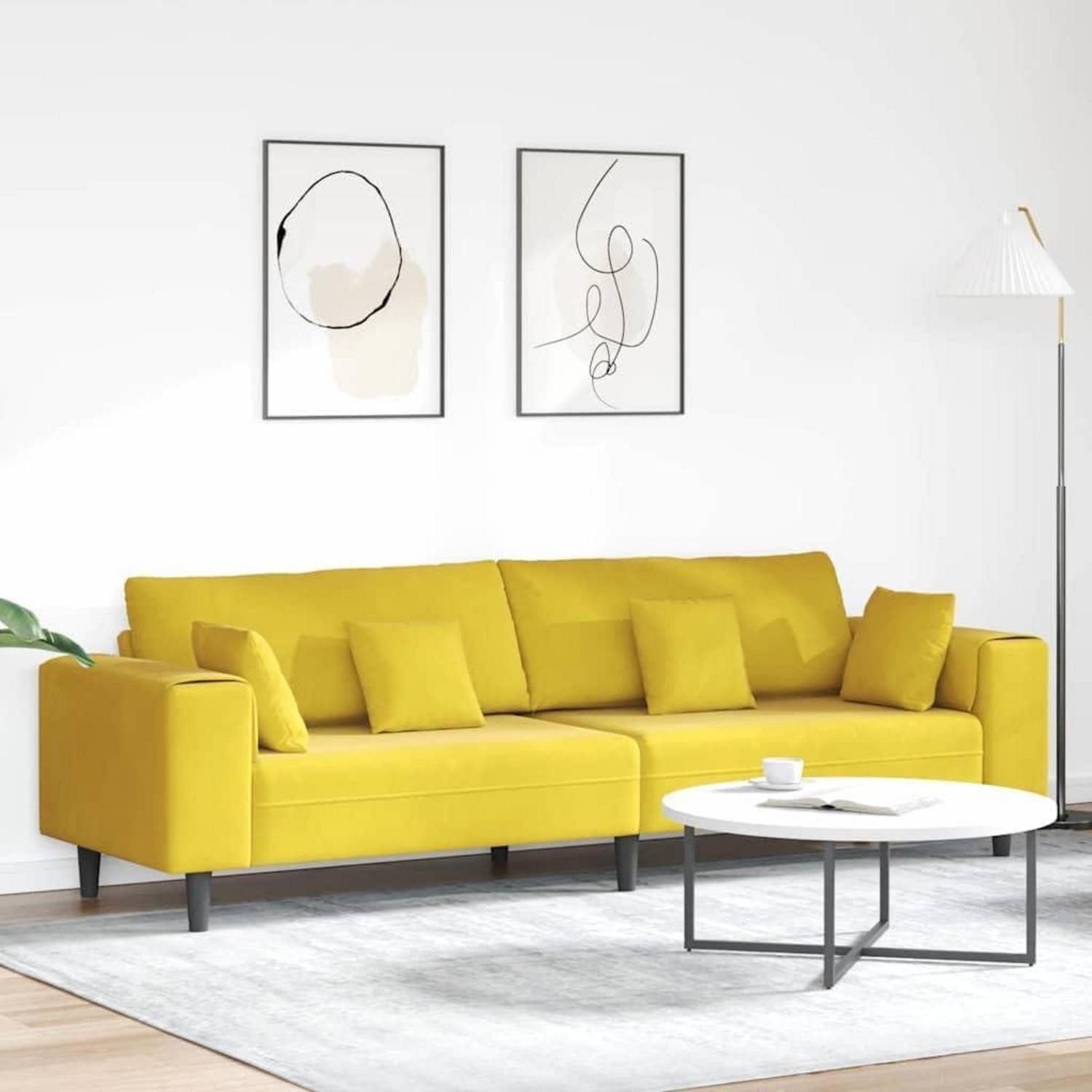 LuxusKollektion Wohnlandschaft Sofa Samt Wohnlandschaft U Form 250 x 188 x 76 cm-ohne Ottomane Gelb