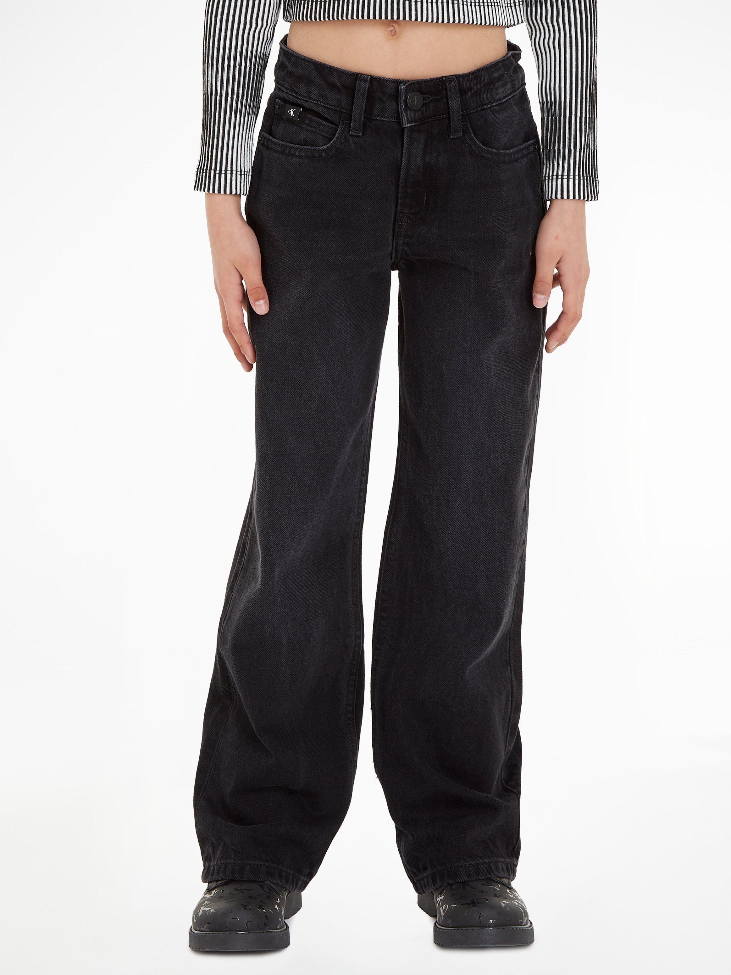 Jeans Stretch-Jeans LEG Calvin WASHED Klein WIDE BLACK