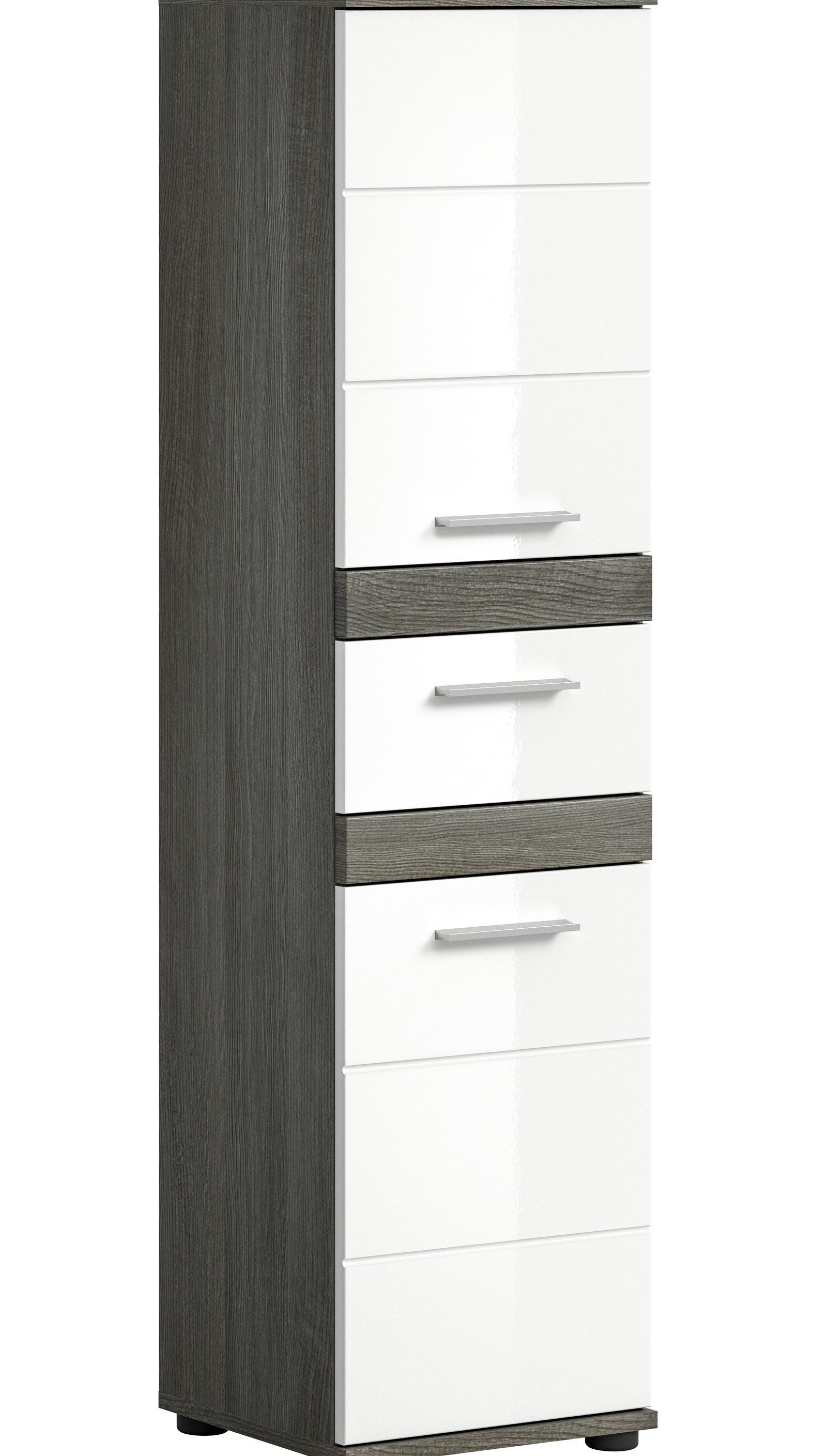 Aileenstore Midischrank NORDIC 35 cm Breite, Weiß Hochglanz, 2 Türen