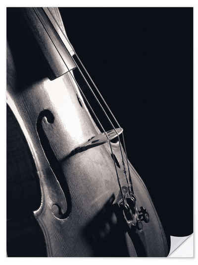 Posterlounge Wandfolie Editors Choice, Geige auf schwarzem Hintergrund, Fotografie