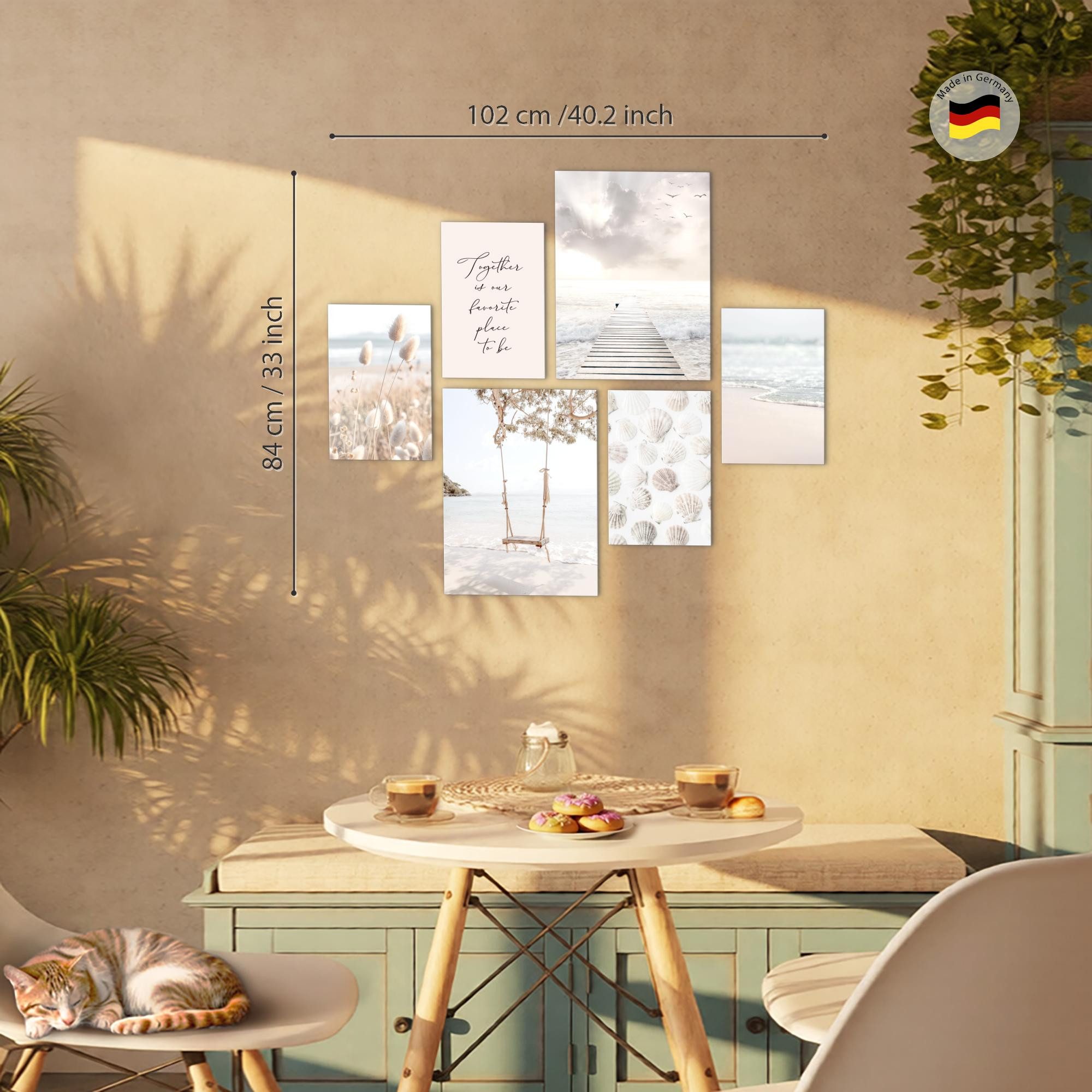 Novart Wandbild Natur Landschaft Beige KEIN EXTRA RAHMEN BENÖTIGT Modern Deko Bilder, Relax