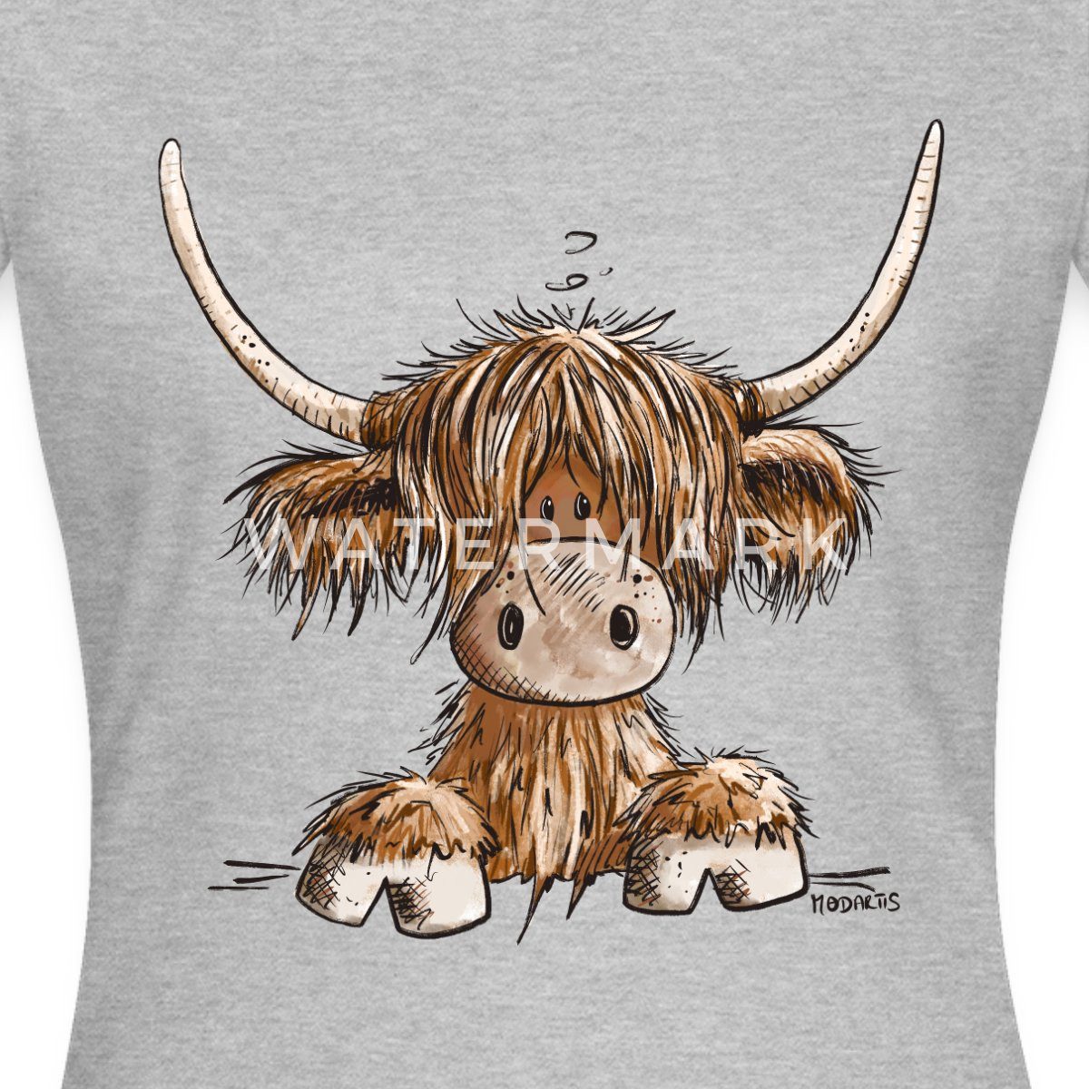 Spreadshirt T-Shirt Schottisches Hochlandrind Comic Frauen T-Shirt (1-tlg) günstig online kaufen