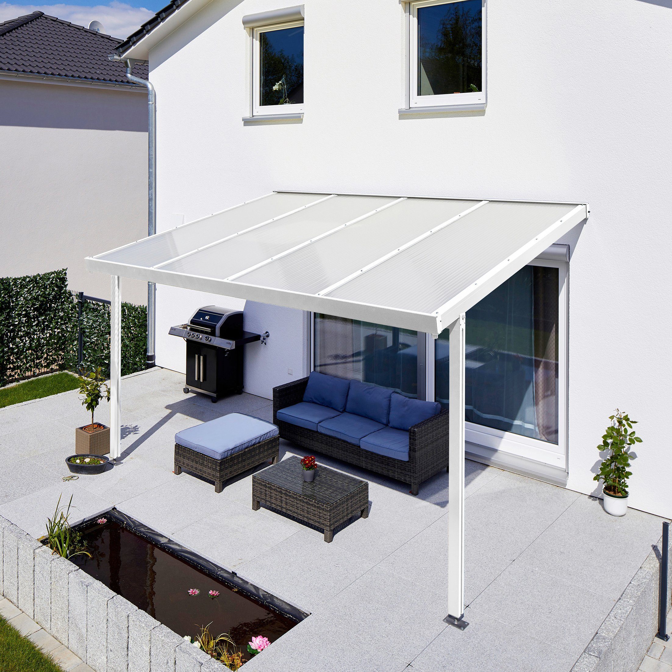 GUTTA Terrassendach Premium, BxT: 410,2x306 cm, Bedachung Dachplatten, BxT: 410x306 cm, Dach Acryl Klima blue