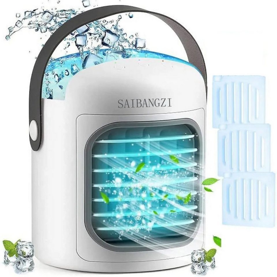 Daskoo Tischventilator 3 in 1 Aircooler Mobile Klimaanlage Klima Ventilator  Mini Luftkühler