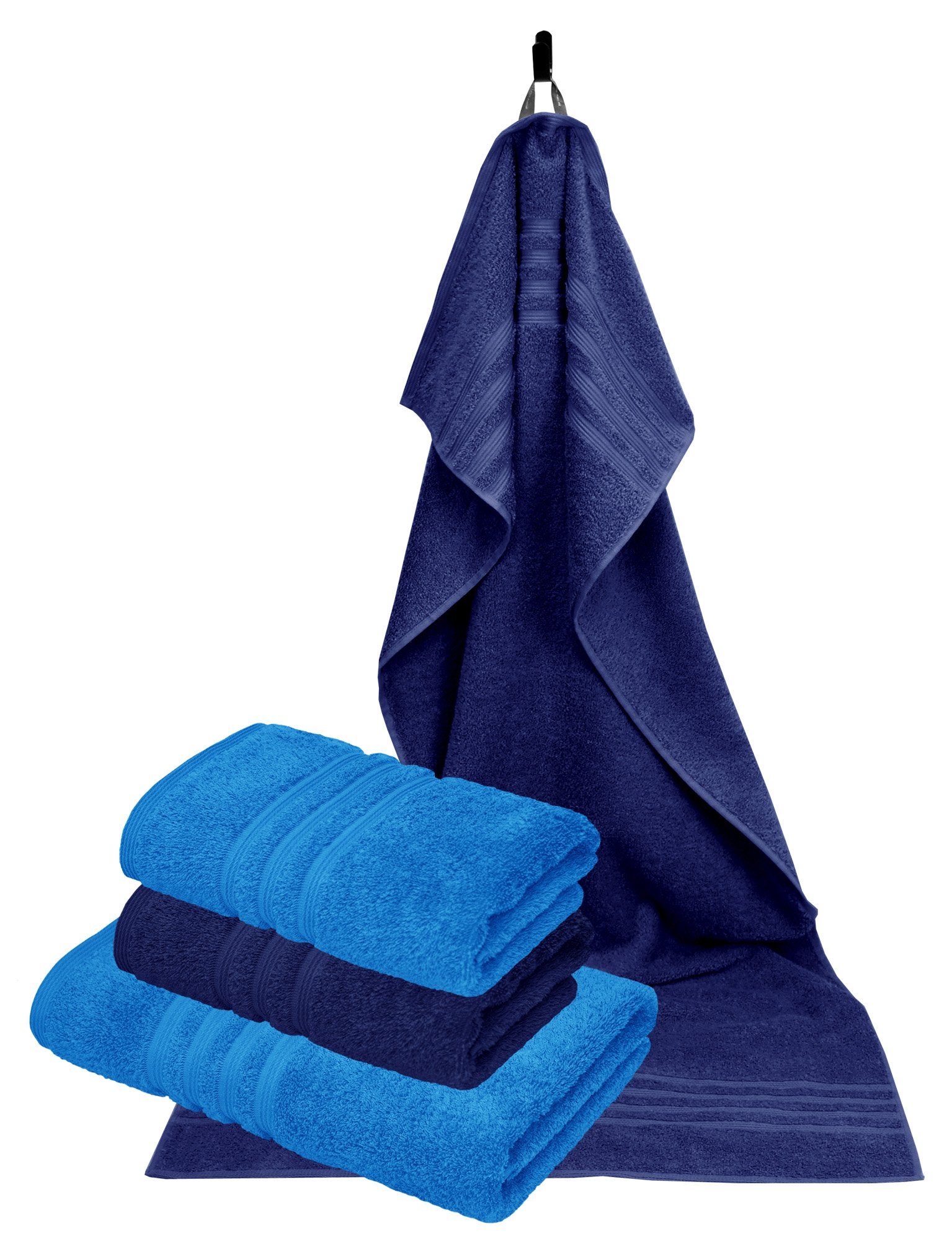 2x - Badetuch Handtuch 50x100 Set Handtuch Capri Lashuma London, Stück 70x140 - Frottee 4-tlg), Marine Frottee, (Set, blau 2