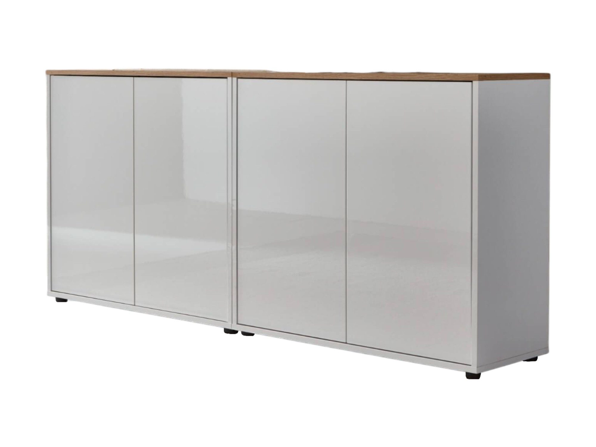 BMG Möbel Sideboard Mailand Set 2 (Schuhschrank Kommode Anrichte Aktenschrank), Türen in Hochglanz lackiert oder Matt Weiss