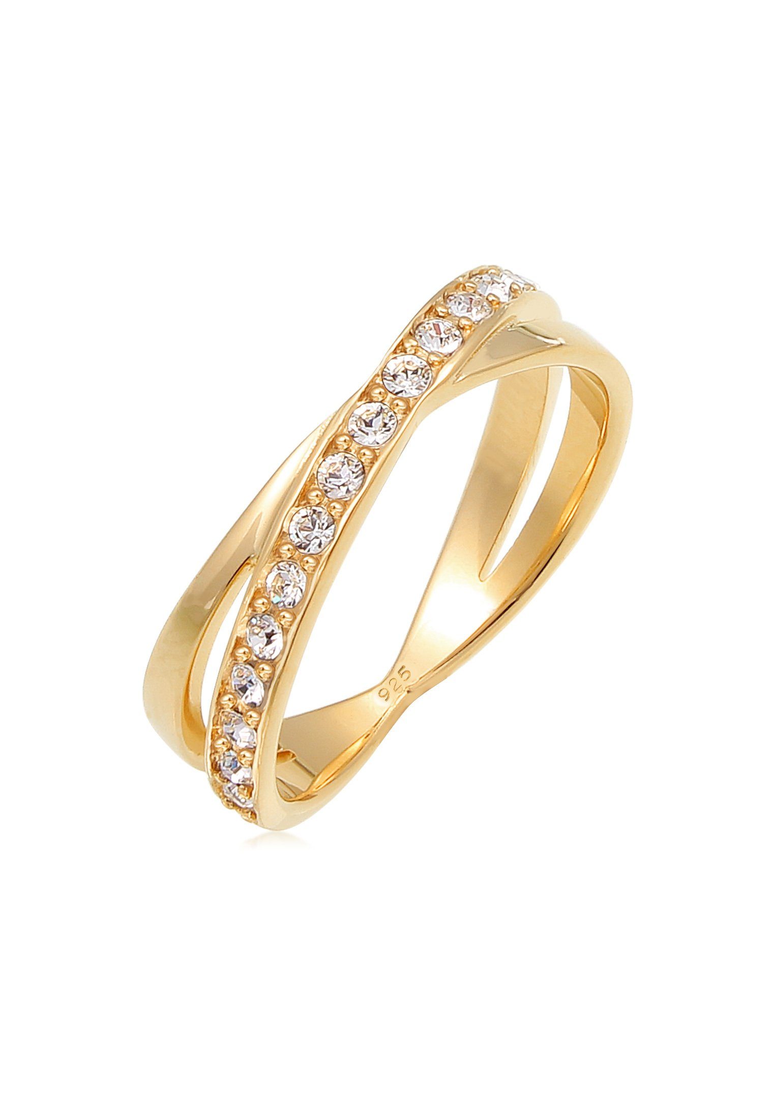 Elli Fingerring Wickelring Kristalle 925 Silber Gold