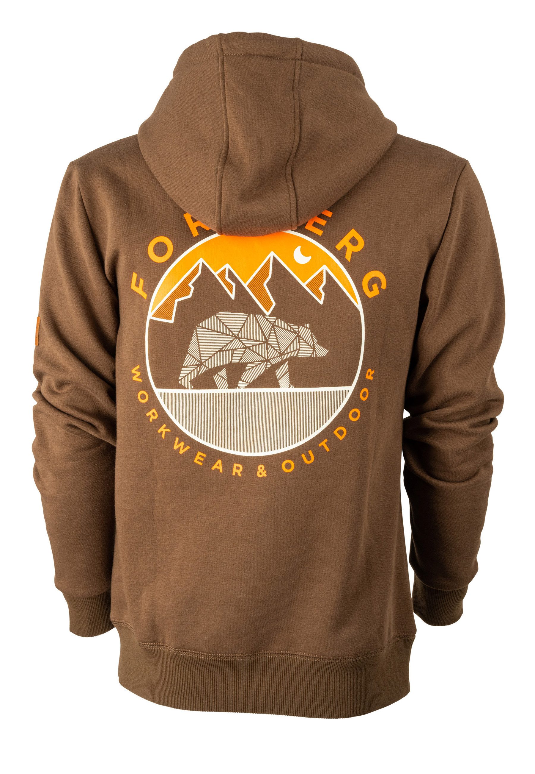 FORSBERG T-Shirt brauner Hoodie mit Logo auf Brust und Rücken