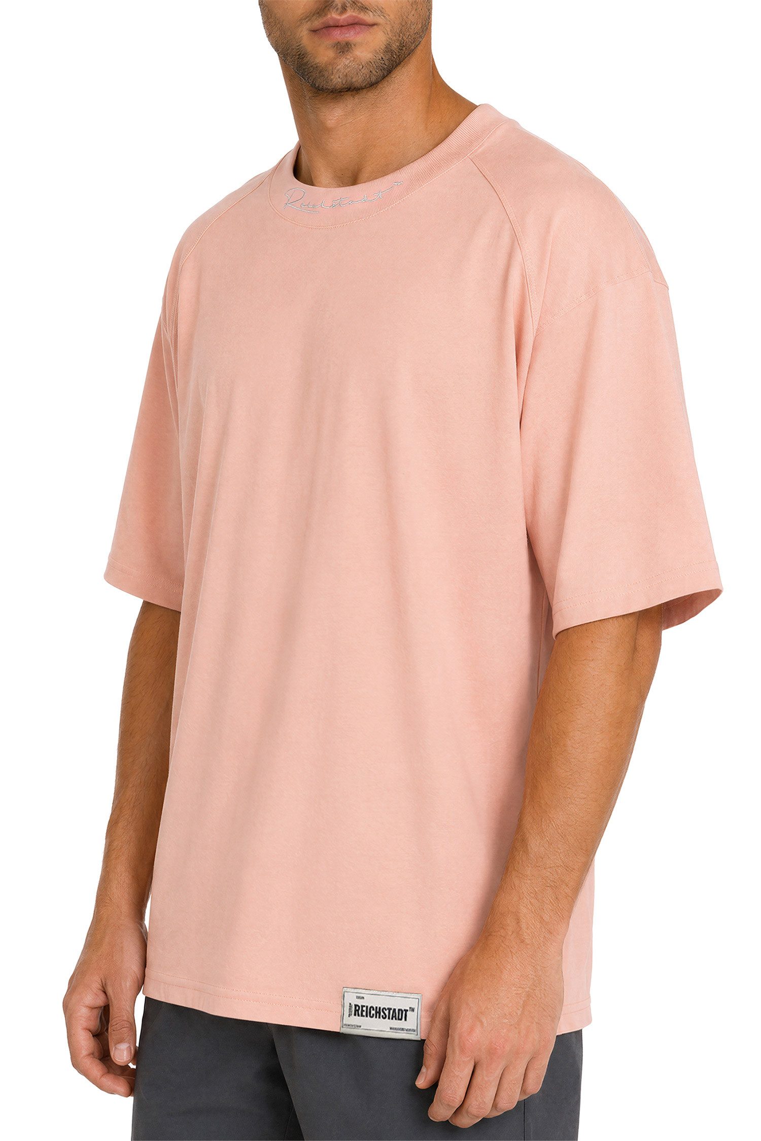 Reichstadt Oversize-Shirt Herren Relaxed Fit Kurzarmshirt 23RS041 mit Stitching am Kragen – Bild 4 von 5