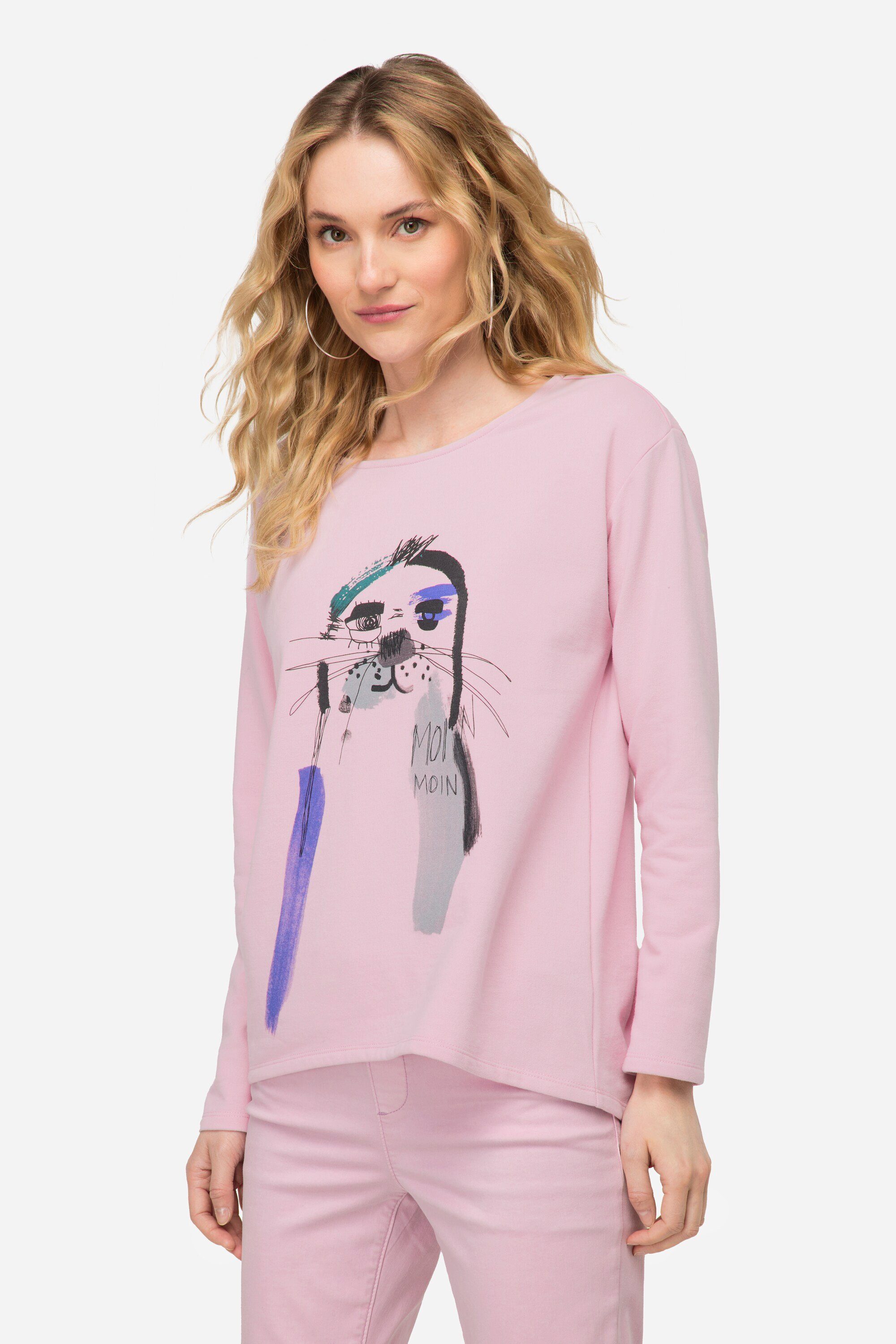 Langarm Sweatshirt Rundhals oversized Laurasøn Rosa Print Sweatshirt Robben