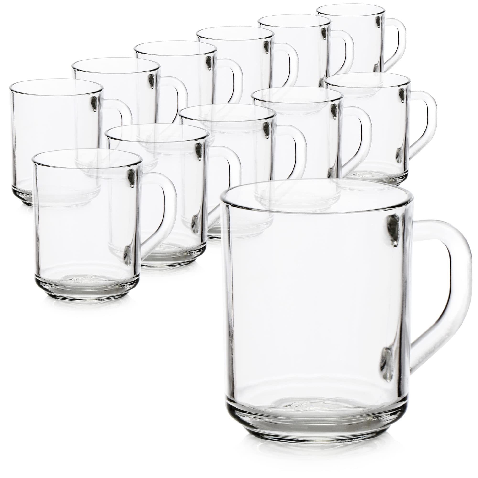 com-four Teeglas Teeglas, Trinkgläser mit Henkel für Tee und Kaffee, 12-tlg., Henkel-Glas für Heißgetränke, Kakao, Latte Macchiato und Cappuccino