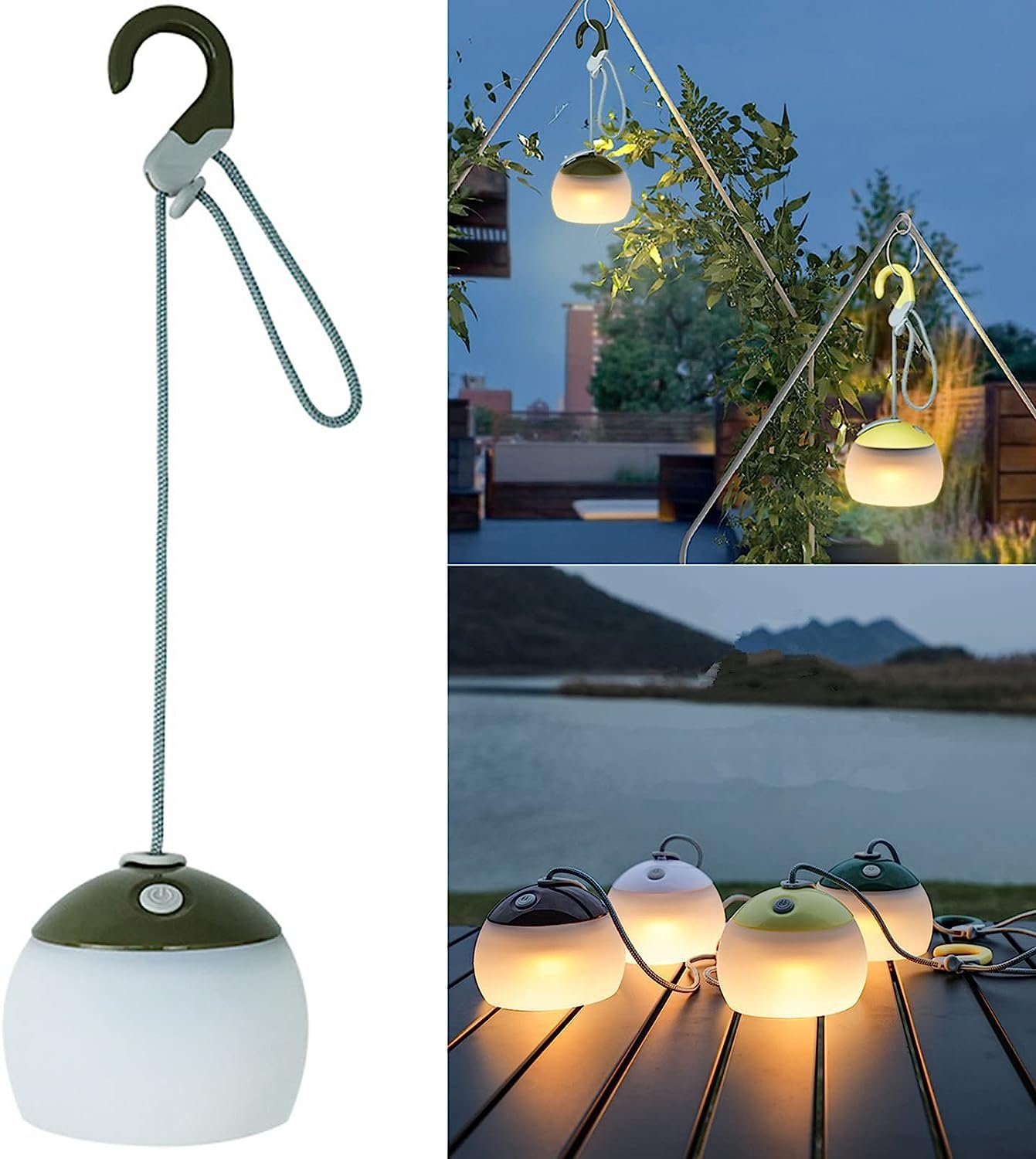 Haiaveng LED Außen-Tischleuchte LED Campinglampe,LED Camping Laterne USB C Wiederaufladbare, LED Nachtlicht für Wandern, Notfall, Dekoration