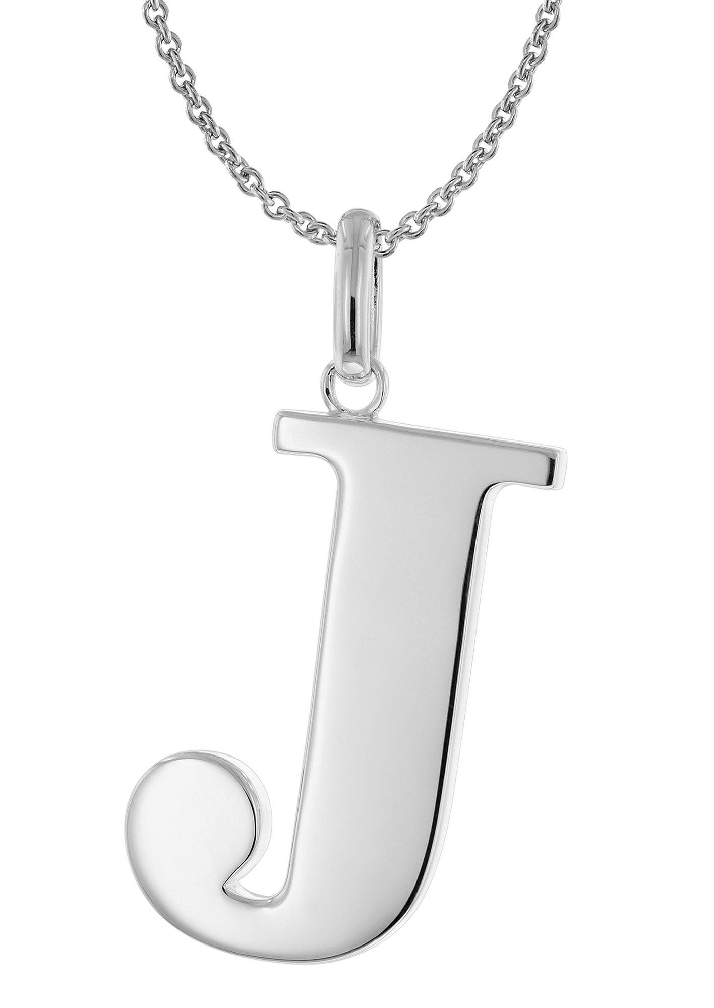 trendor Kette mit Anhänger mit Großem Buchstaben J 925 Silber