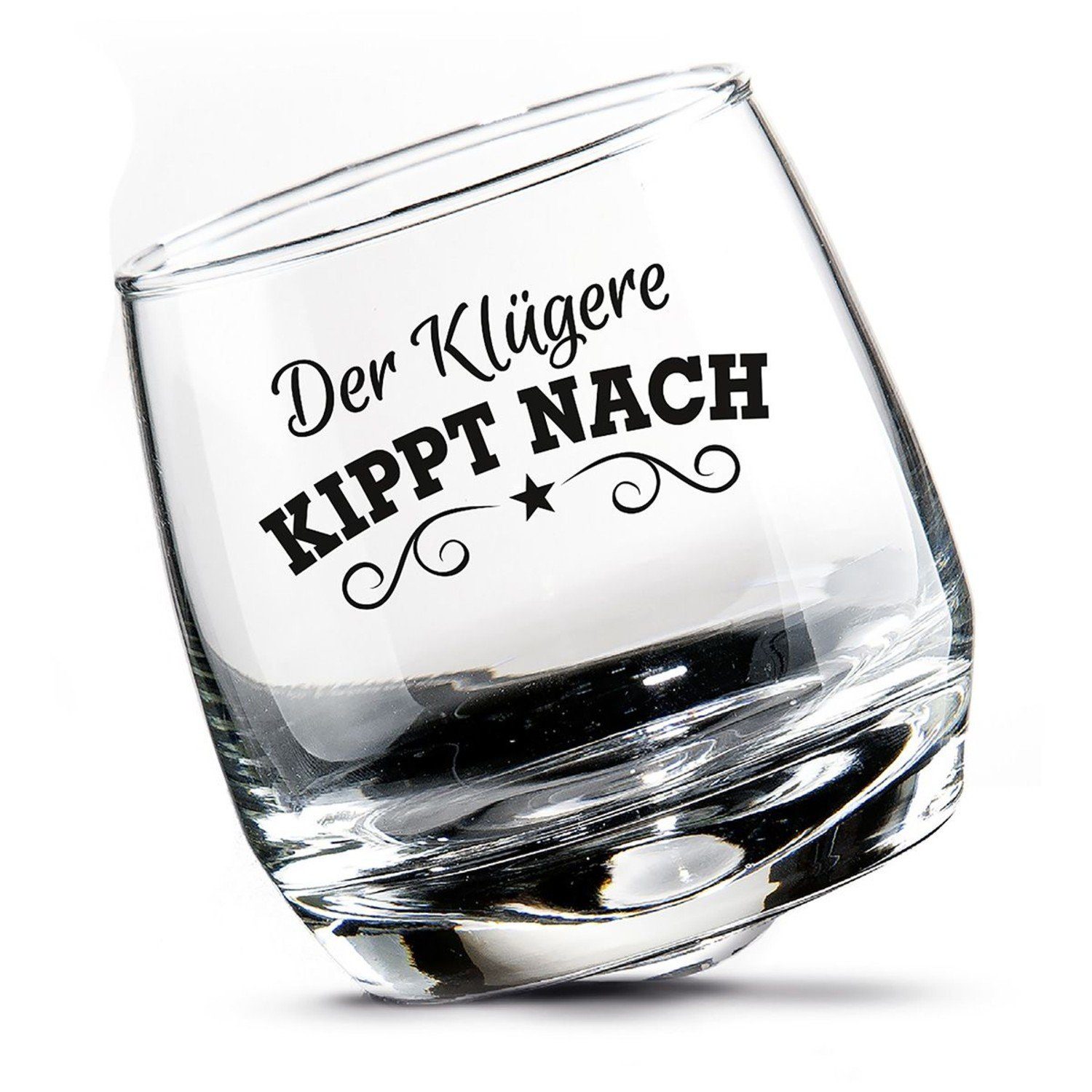 Whiskyglas Wackelglas 'Der Klügere kippt nach' 2er-Set