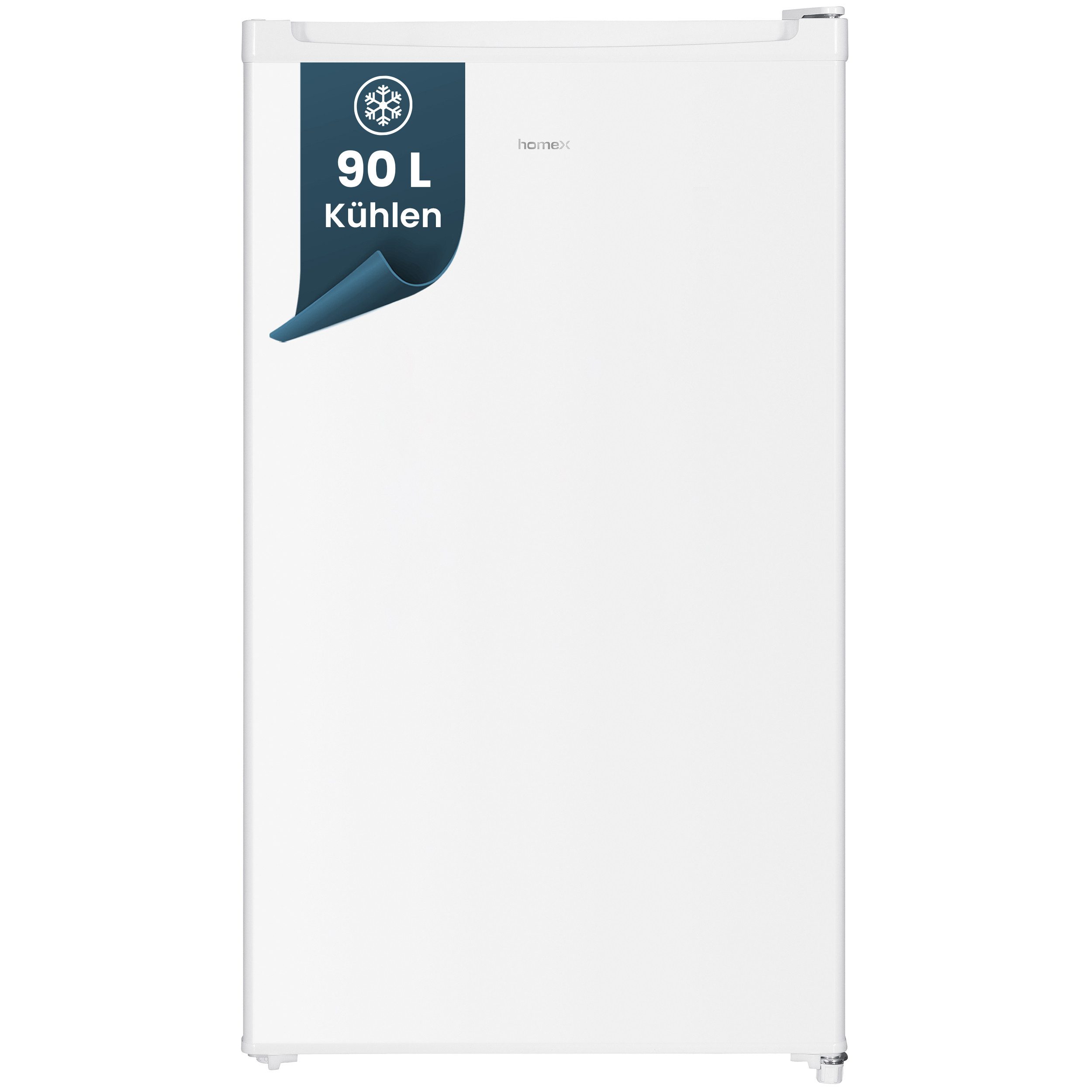 homeX Kühlschrank CS0881-W, 85 cm hoch, 47.5 cm breit, 90 Liter, Vollraumkühlschrank ohne Gefrierfach, klein, freistehend