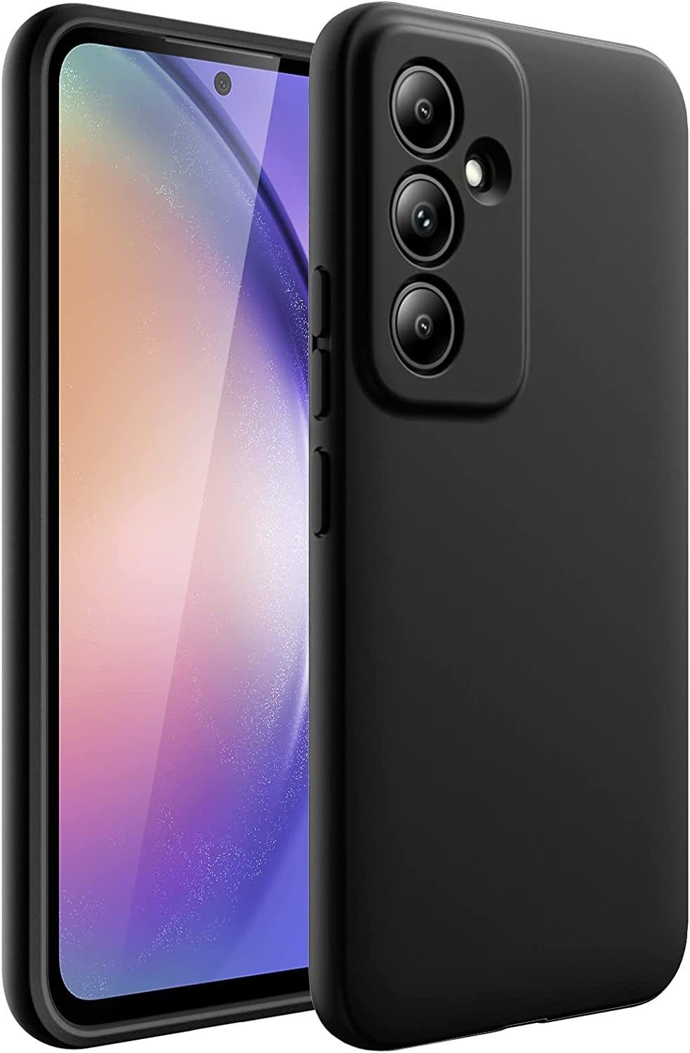 MSM Handyhülle Hülle für Samsung Galaxy A54 5G Schwarz Matt Silikon Schutz Tasche