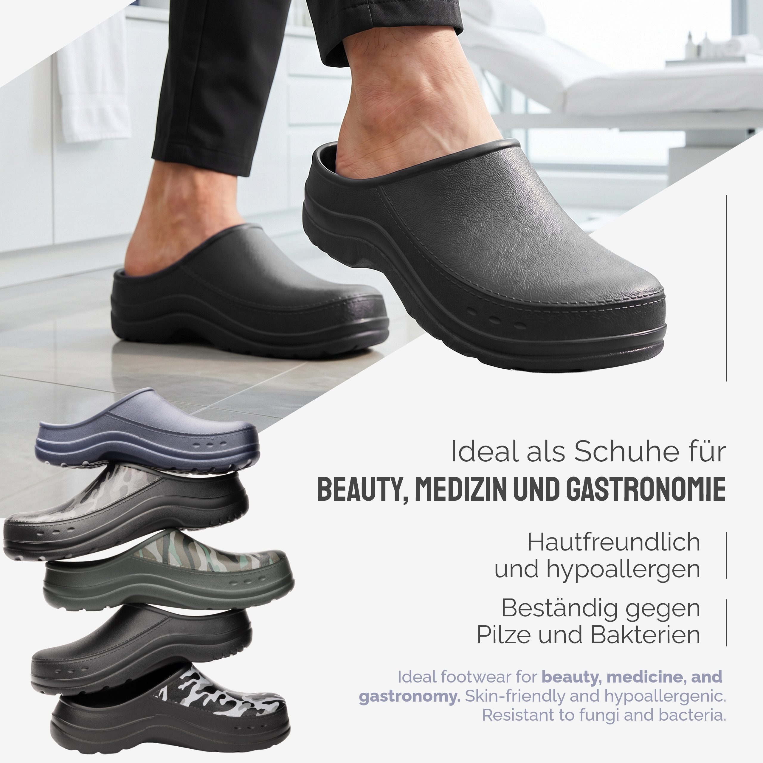 Ladeheid Gartenclogs für Herren Ultraleicht EVA Gartenschuhe LA-CA-24 Clog (40 EU, Schwarz) Wasserdicht & Flexibel – Bild 5 von 5