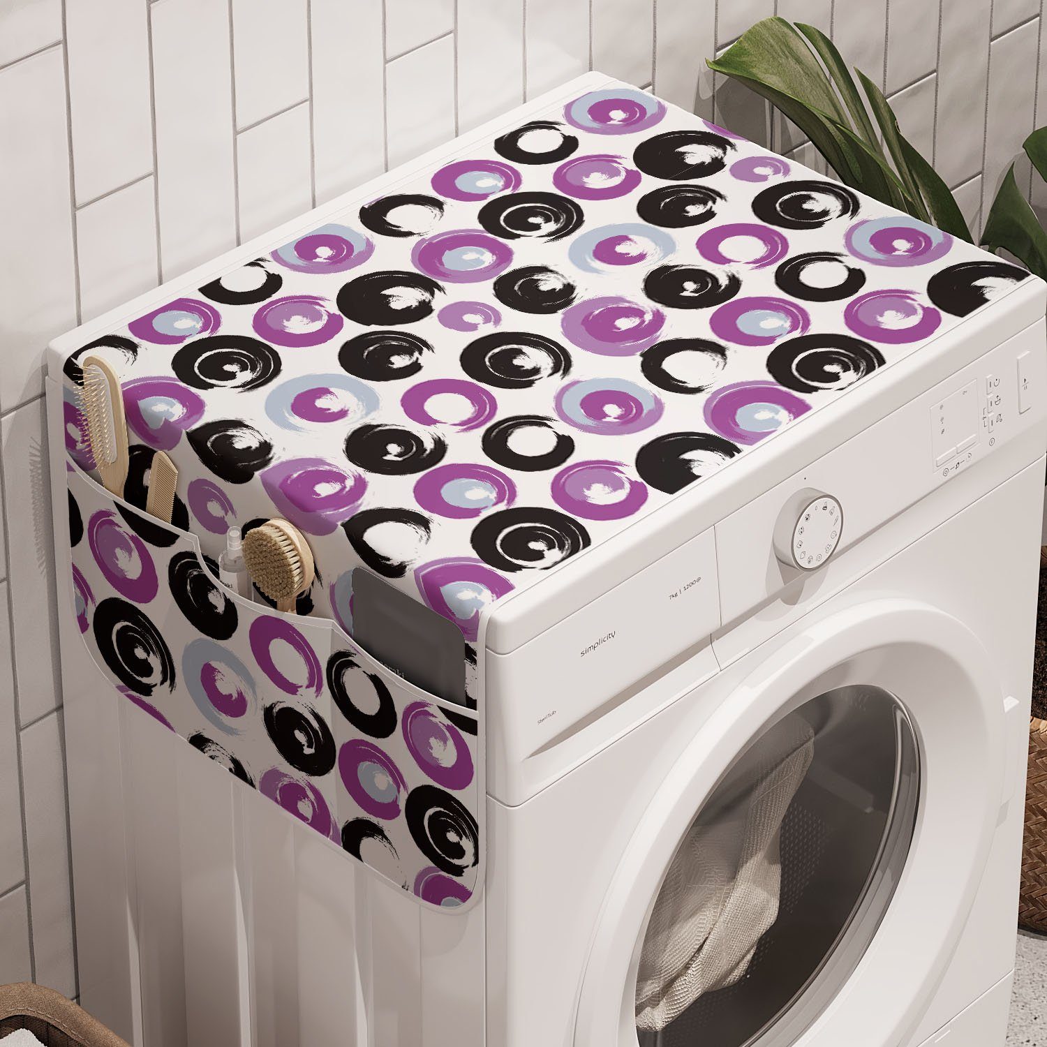 Abakuhaus Badorganizer Anti-Rutsch-Stoffabdeckung für Waschmaschine und Trockner, Farbe Paintbrush Strokes