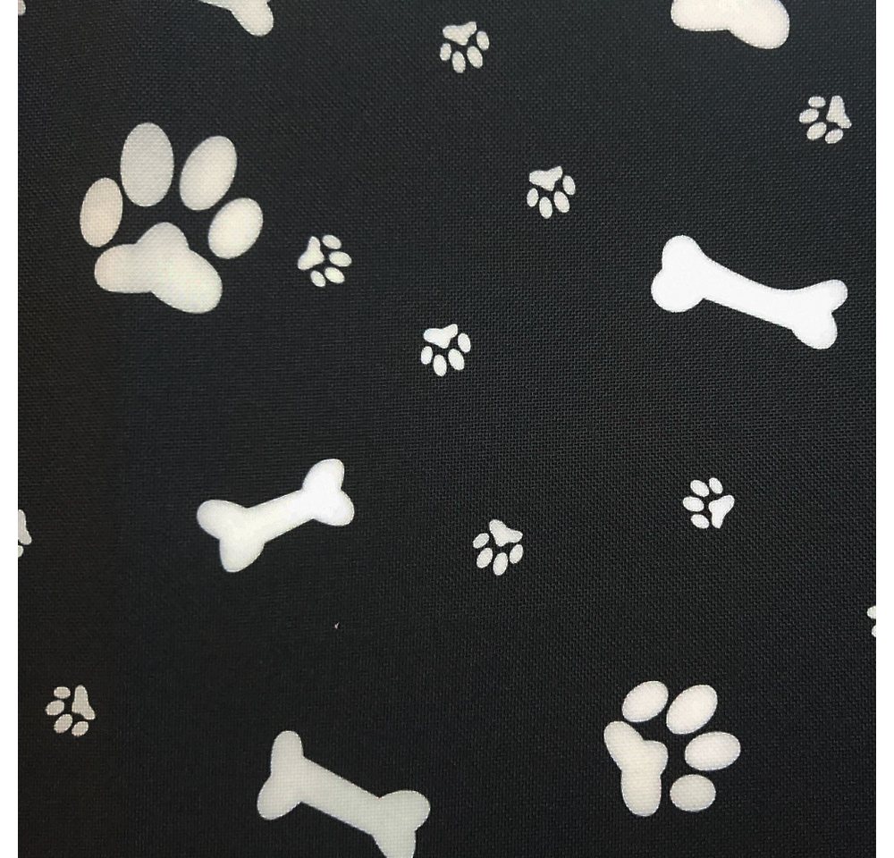 Thumbnail - novely® Stoff OXFORD 210D D26 Knochen Hund Pfoten Schwarz Weiß Printstoff Outdoor, Wasserabweisend, Outdoor, Meterware, ...