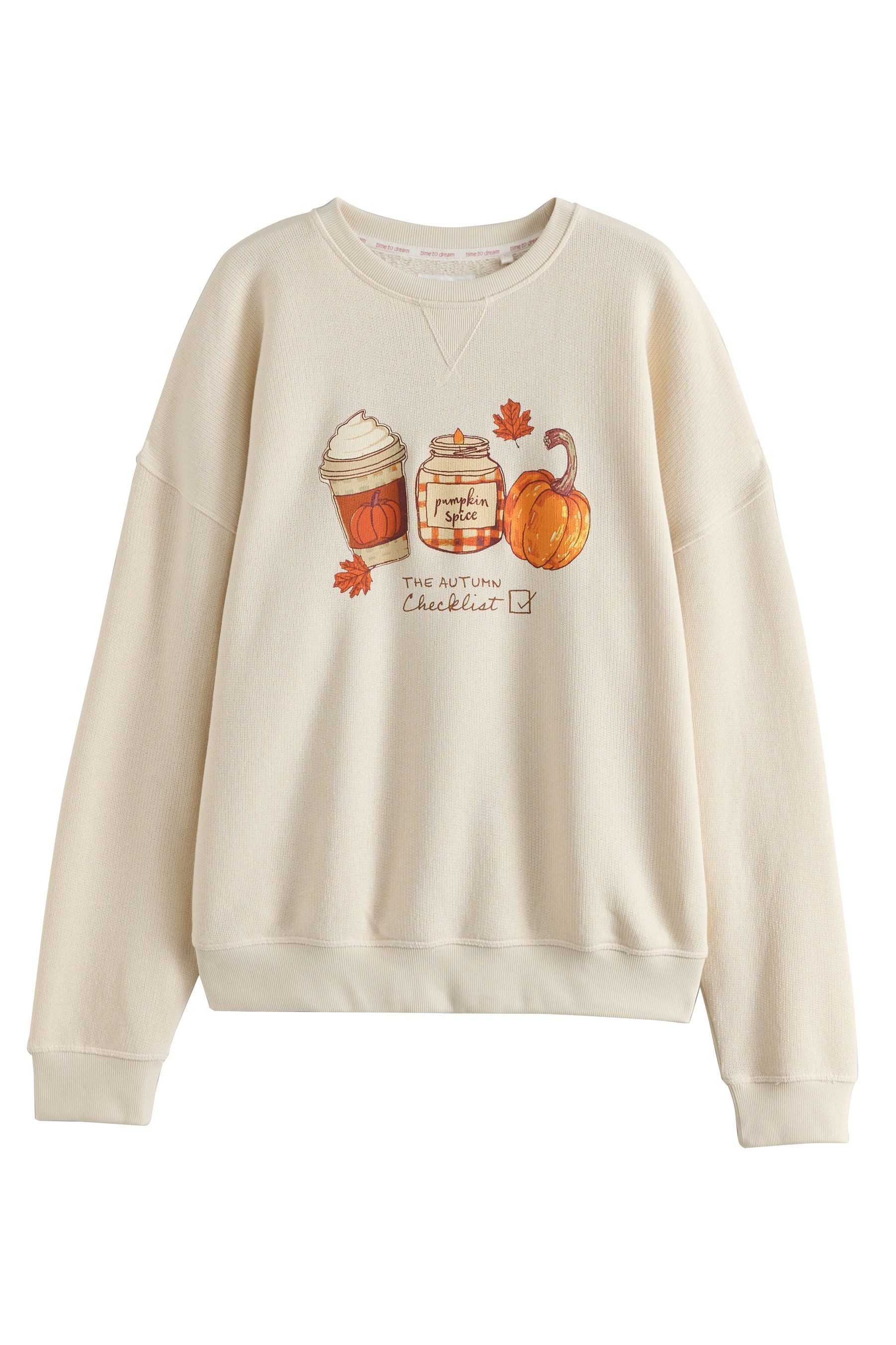 Next Pyjama Schlafanzug aus Flanell mit Sweatshirt, Kurzgröße (2 tlg) – Bild 4 von 5