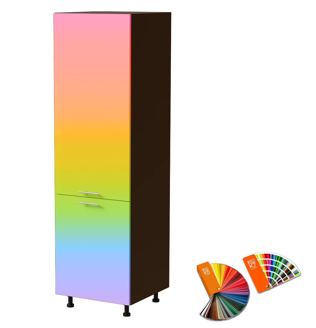 Feldmann-Wohnen Kühlumbauschrank Brerra (D14/DL/60/207, 2 Türen, 1 kleines Fach, 1 Kombigerätefach, 1-St., moderne Optik, lackierte Fronten, 60x59x207cm) lava / RAL Wunschfarbe (K5 oder K7)