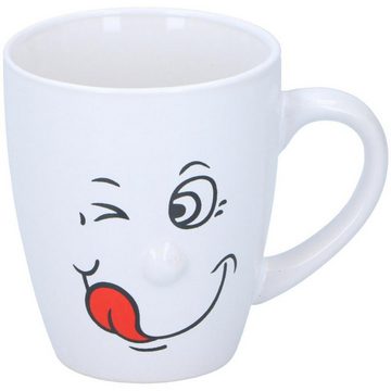 EDCO Tasse 24 Stück Kaffeebecher Smile 150ml Teetassen lustig Gesicht verschieden, Keramik
