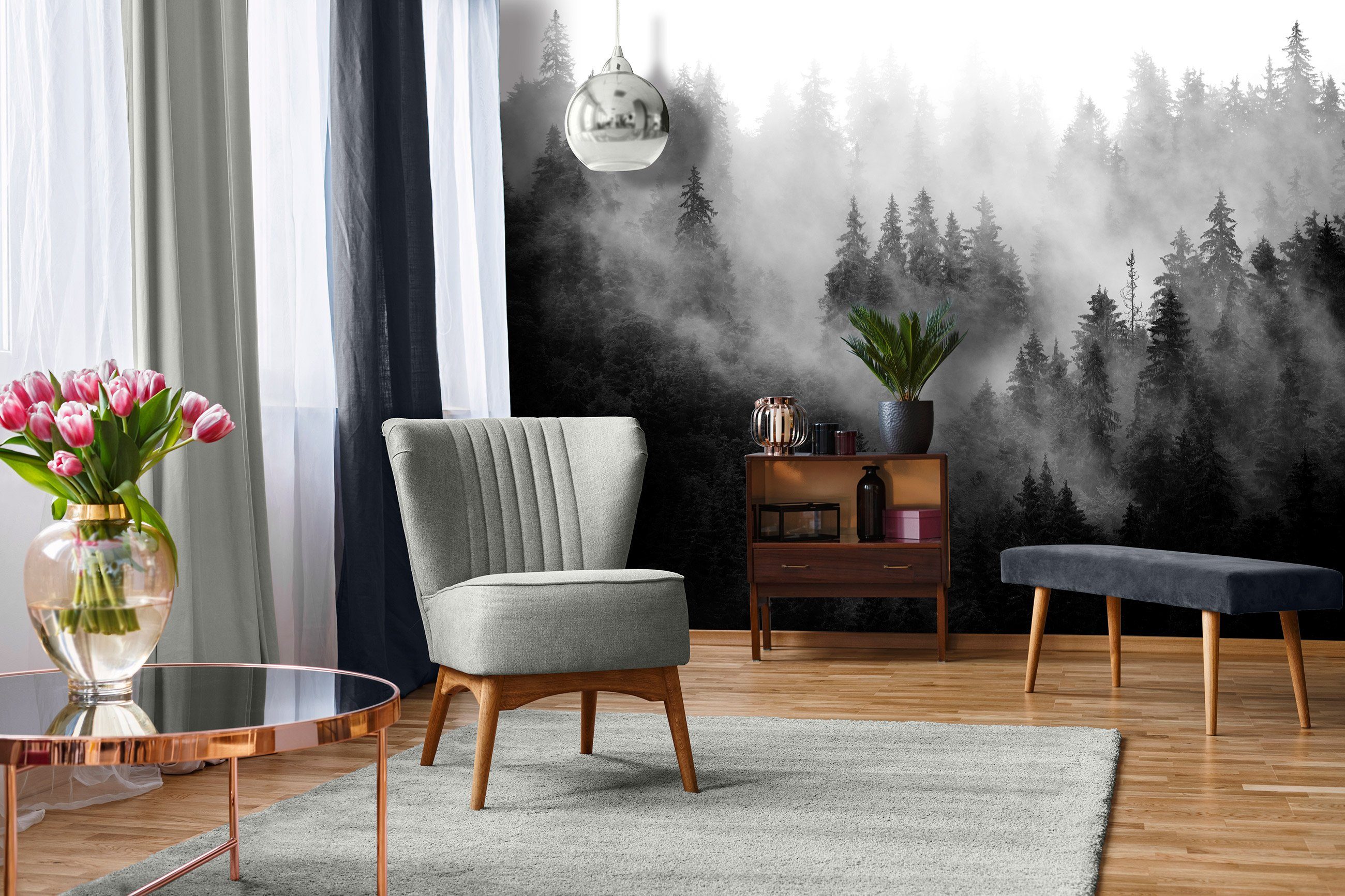 Wallarena Fototapete Wald im Nebel Vlies günstig online kaufen