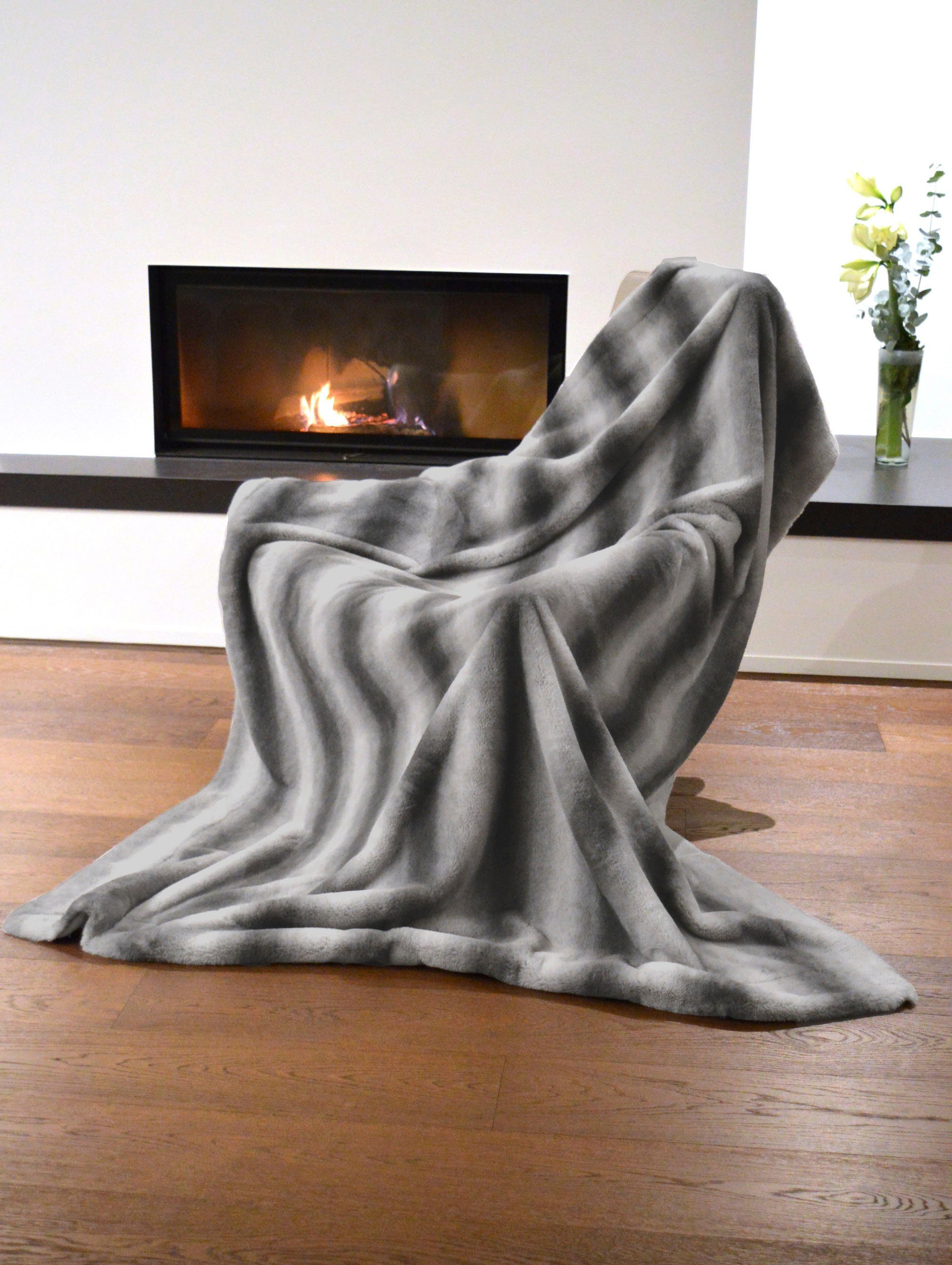 Wohndecke Lupo, MESANA, aus hochwertigem Fellimitat, Kuscheldecke, 150x200 cm