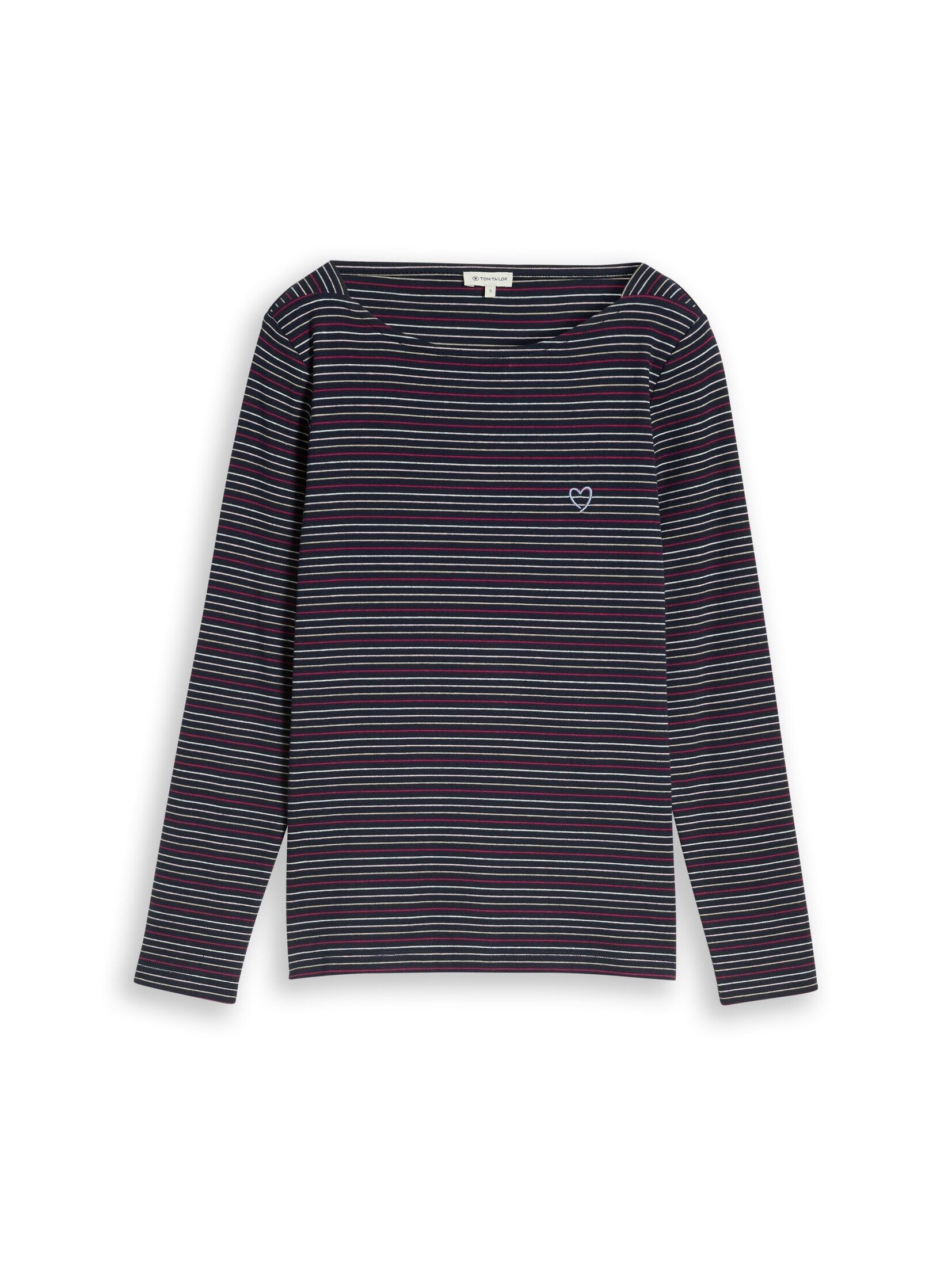 TOM TAILOR Langarmshirt T-Shirt (im Einserpack) Langarmshirt mit Herz-Stickerei