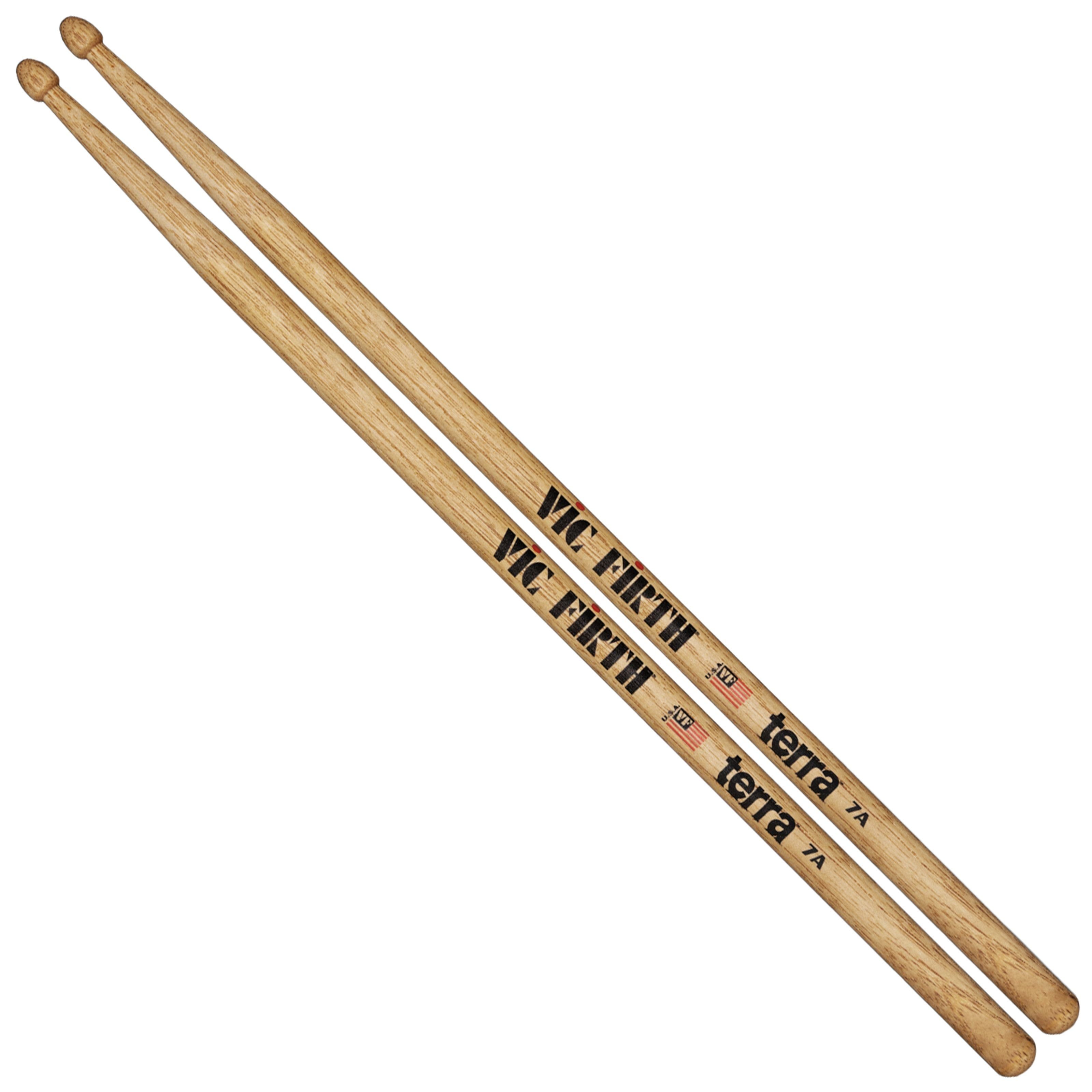 Vic-Firth Drumsticks (Sticks, Beater und Mallets, Drumsticks Holztip), Terra 7A Hickory Sticks - Drumsticks