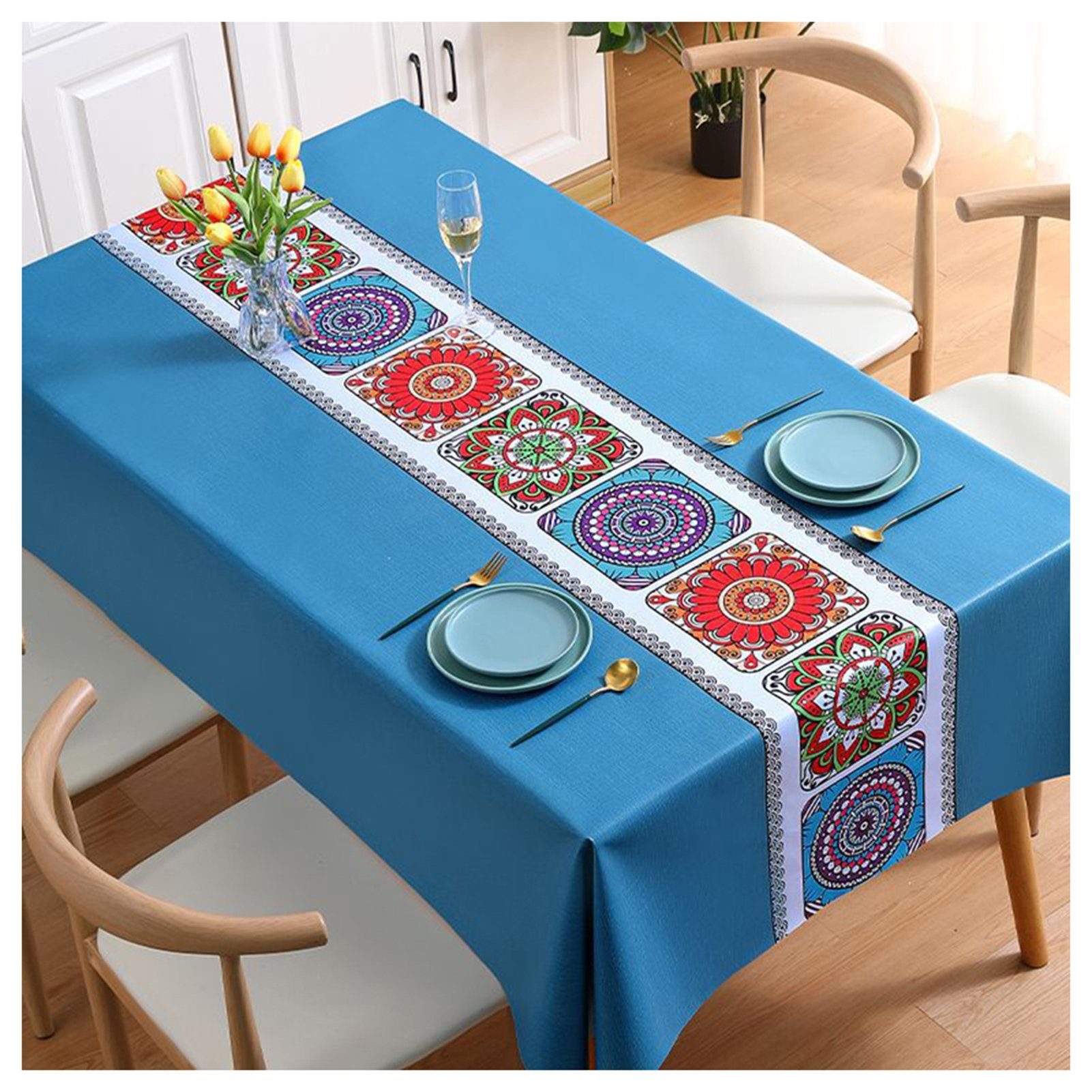 Blusmart Tischschonbezug Europäischen Farbe Druck Tischdecke Stil PVC Haushalt