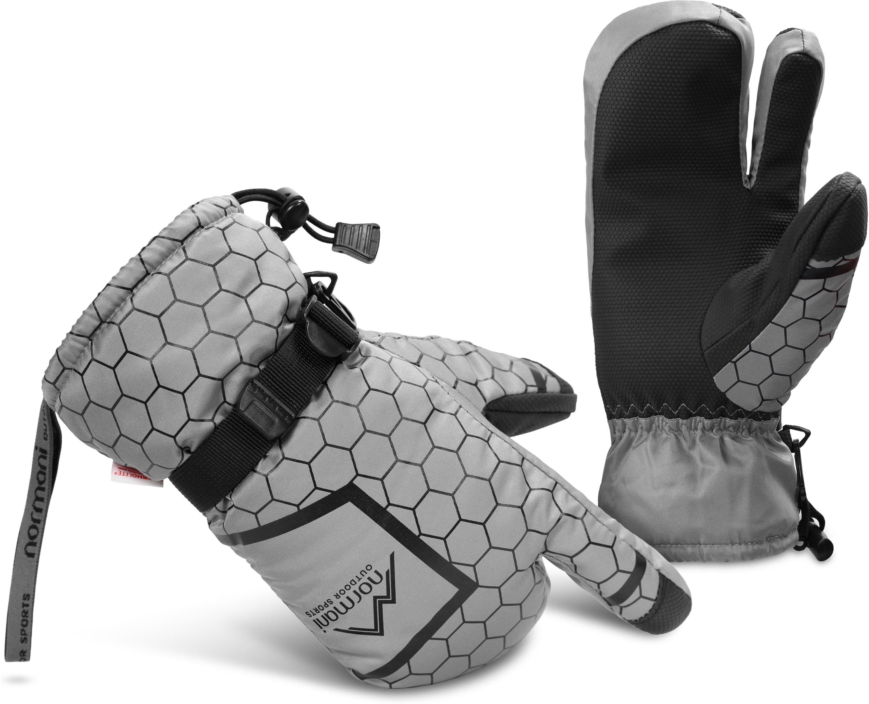 normani Skihandschuhe Winterhandschuhe Apex Thermo Winterhandschuhe - Wasserdicht - Winddicht - Atmungsaktiv - Skihandschuhe mit ComforMax Füllung Grau/Schwarz