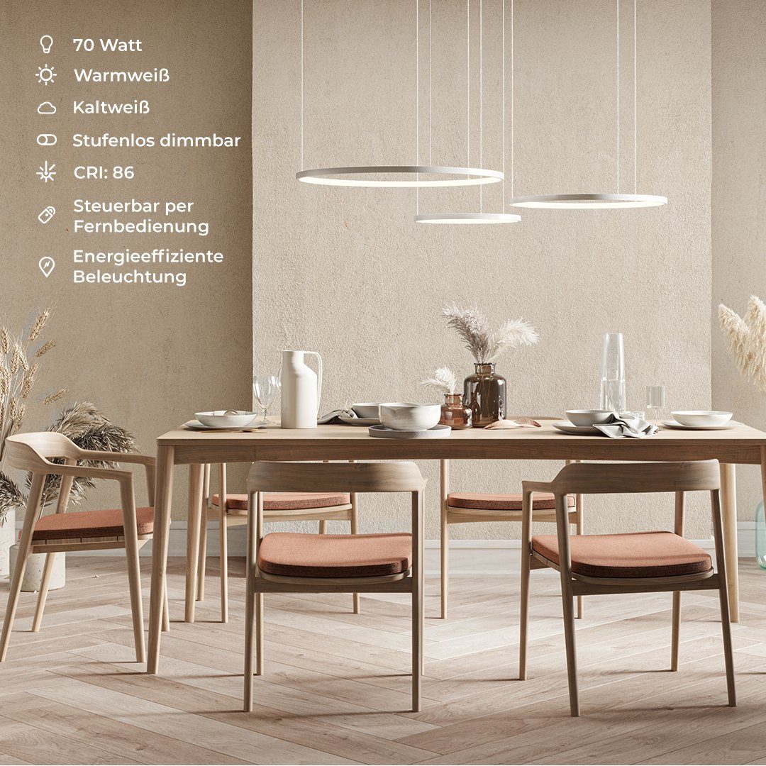 Neona LED Deckenleuchte CAECILIA Weiß, Dimmbar per Fernbedienung, mit Memory-Funktion, LED fest integriert, Warm- und Kaltweiß