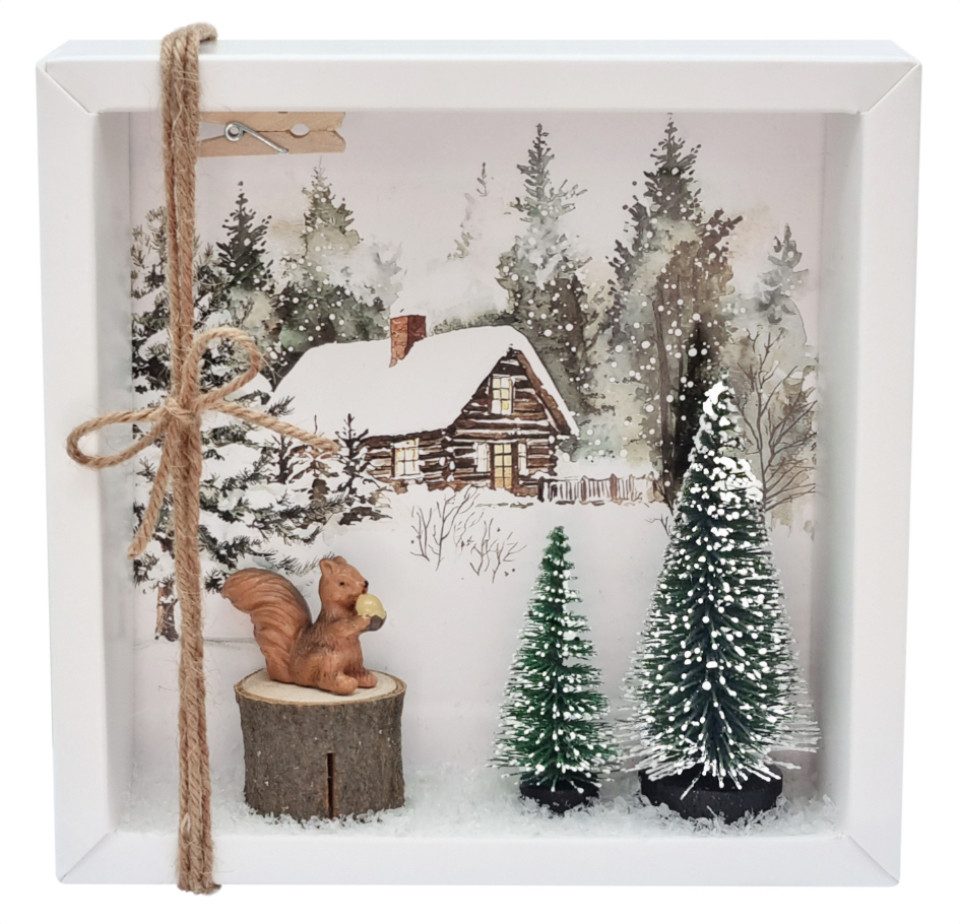 ZauberDeko Geschenkbox Geldgeschenk Verpackung Weihnachten Eichhörnchen Wald Haus Gutschein