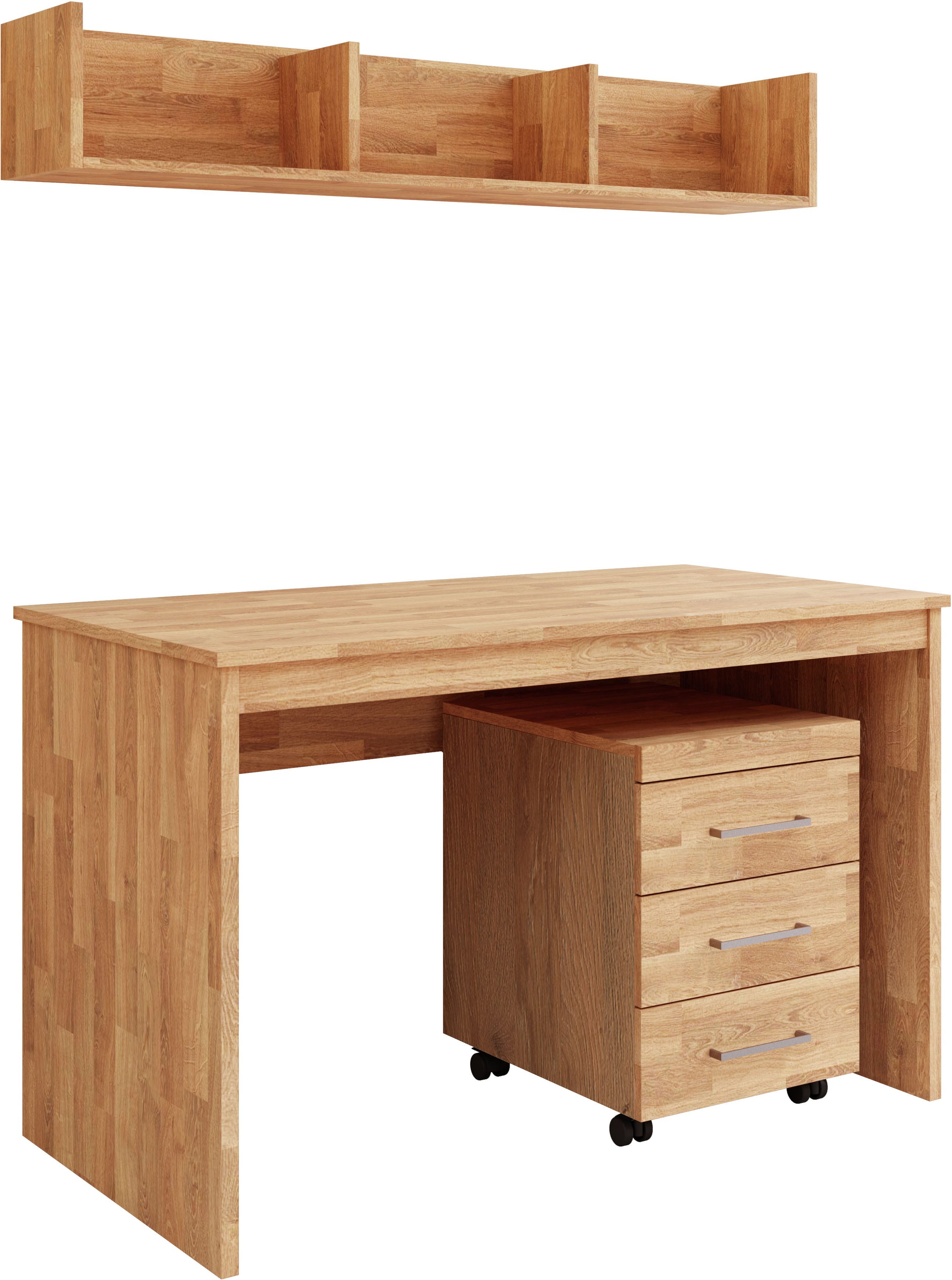 OTTO home Büromöbel-Set Logo, (Set, 3-tlg., Set besteht aus Schreibtisch,Rollcointainer,Wandregal), passt in verschiedene Einrichtungsstile