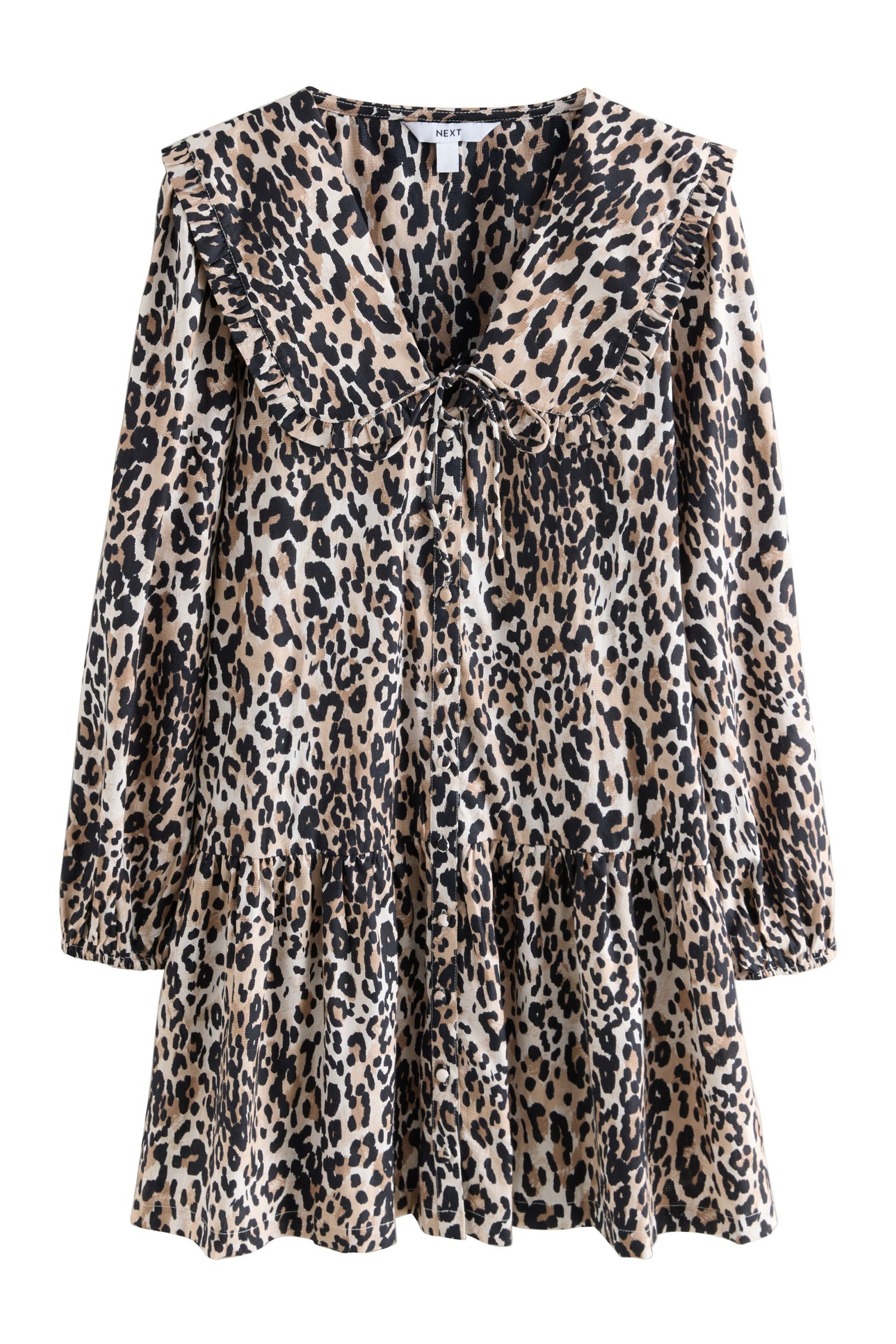Next Minikleid Gestuftes Boho-Minikleid mit Rüschenkragen günstig online kaufen