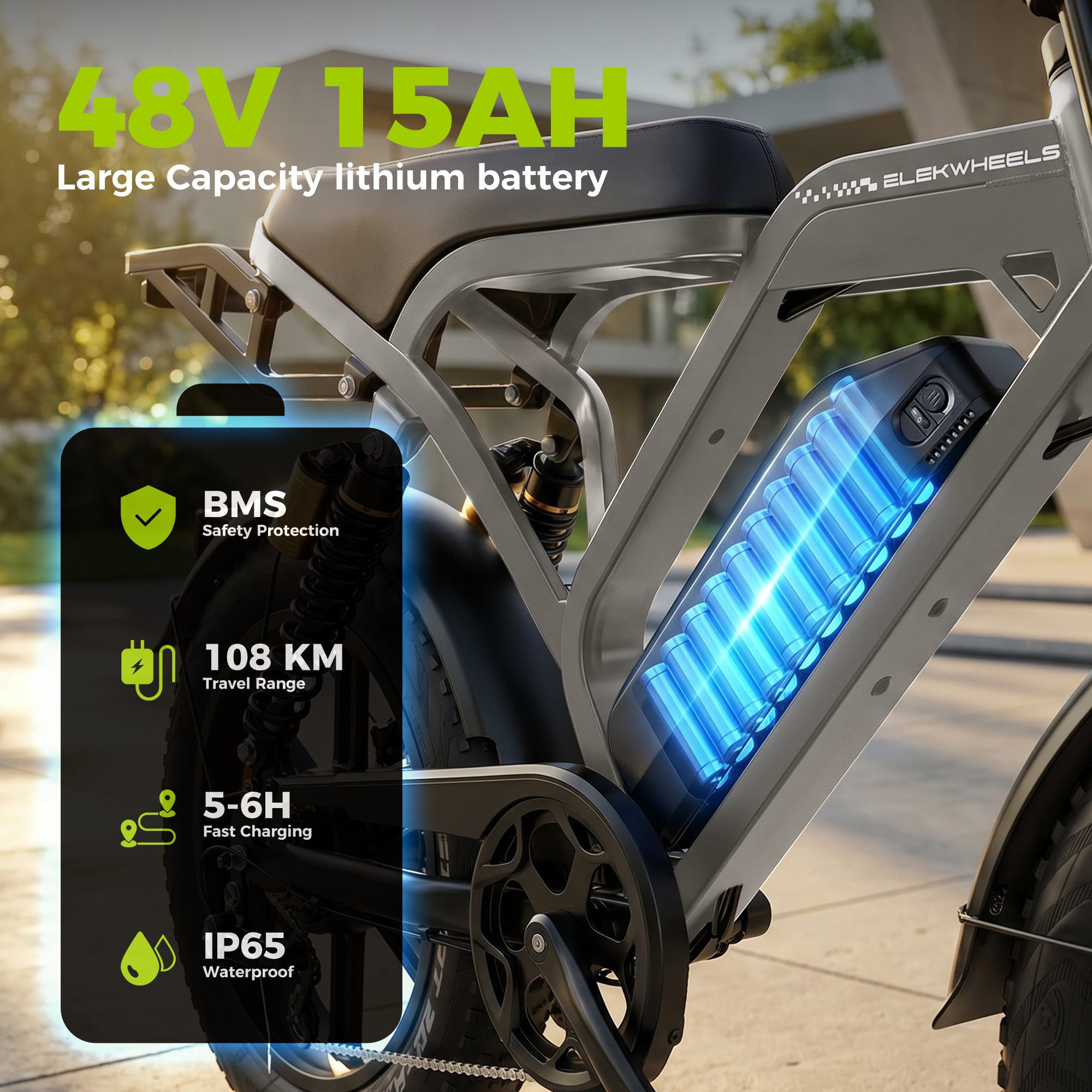 Vankel E-Bike Mountainbike Cityrad E-Fahrrad 20” x 4.0” Damen u. Herren Pedelec 720Wh Max.108KM, Kettenschaltung, Heckmotor, 720 Wh, (Beleuchtungsset mit Batterieladegerät, Batterieschlüssel, Werkzeug), 48V 15Ah All-Terrain Elektrofahrrad mit Shimano 7-Gang