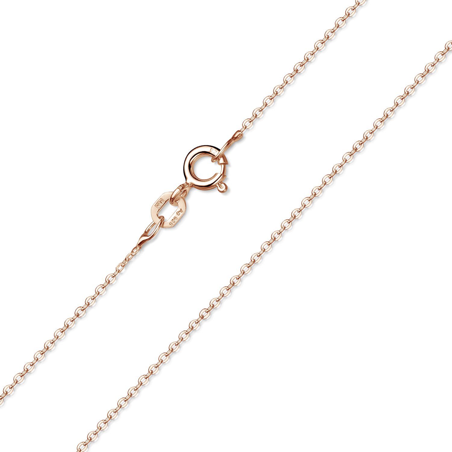 Materia Gliederkette Damen Rosegold Ankerkette fein 40-50cm K59, Sterlingsilber, rosevergoldet